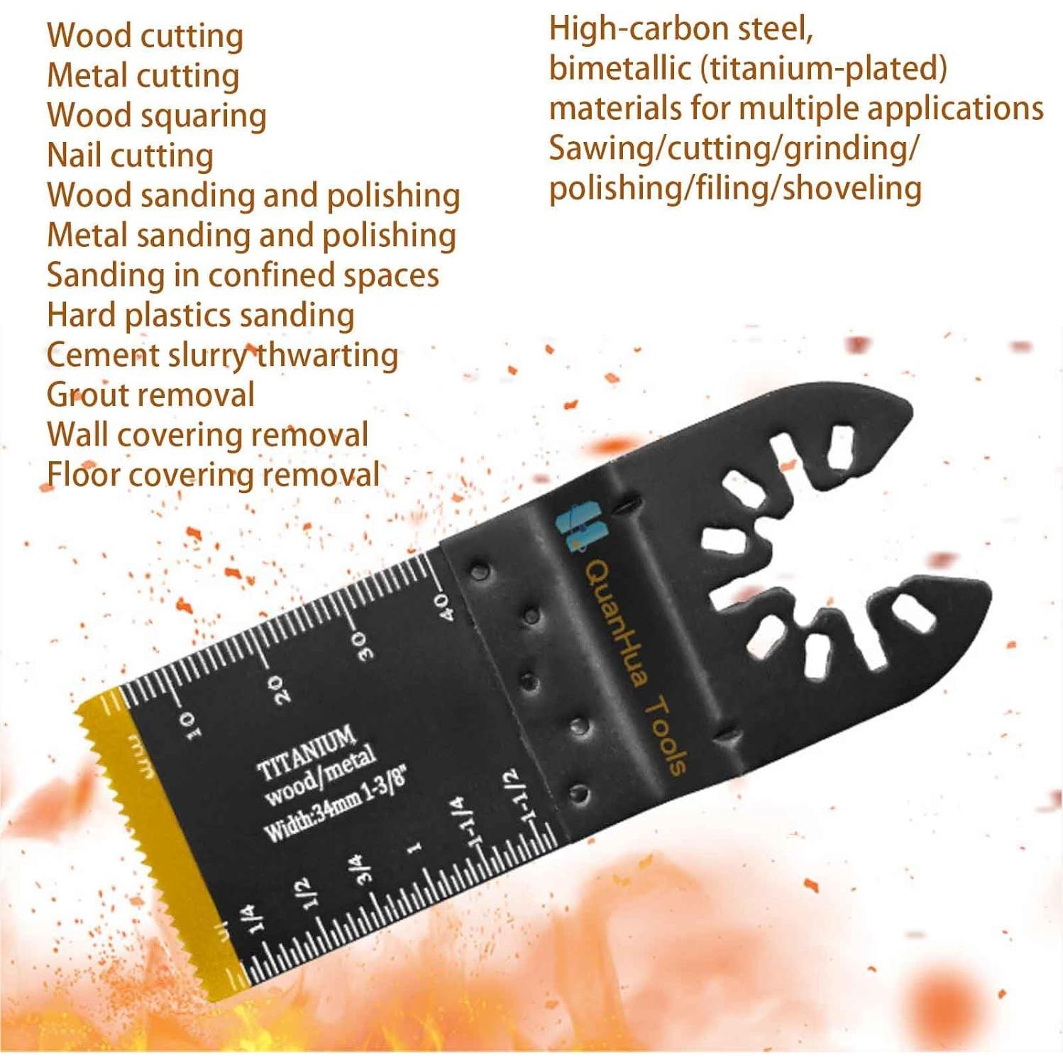 Kit de 28 Hojas de Sierra Oscilante Titanio NKF para Madera y Metal