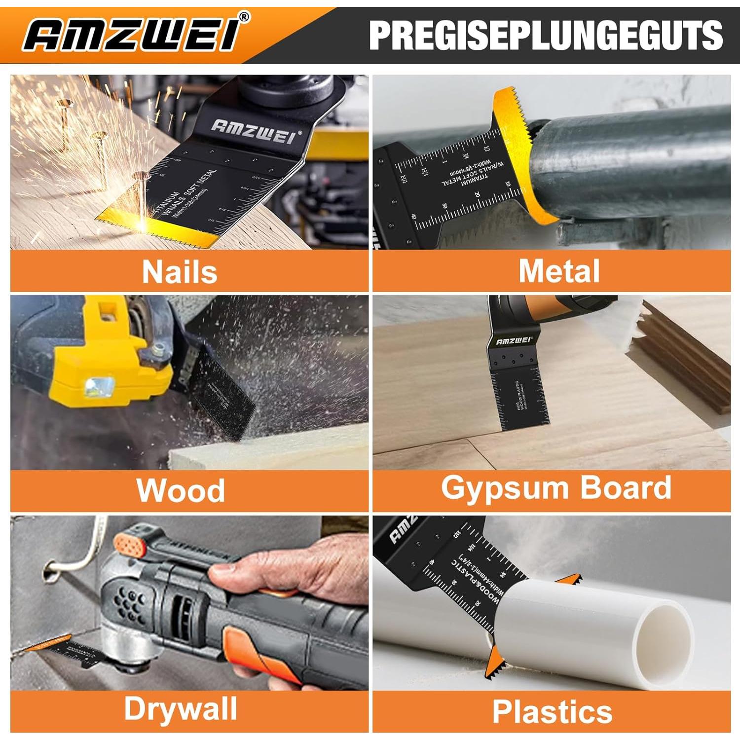 Juego de 100 Cuchillas Oscilantes AMZWEI - Titanio y HCS