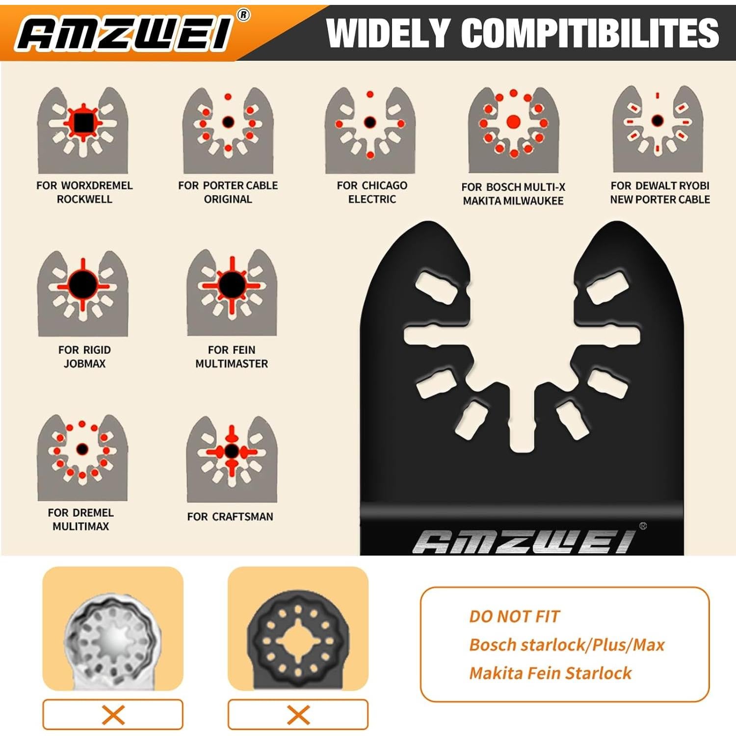 Juego de 100 Cuchillas Oscilantes AMZWEI - Titanio y HCS