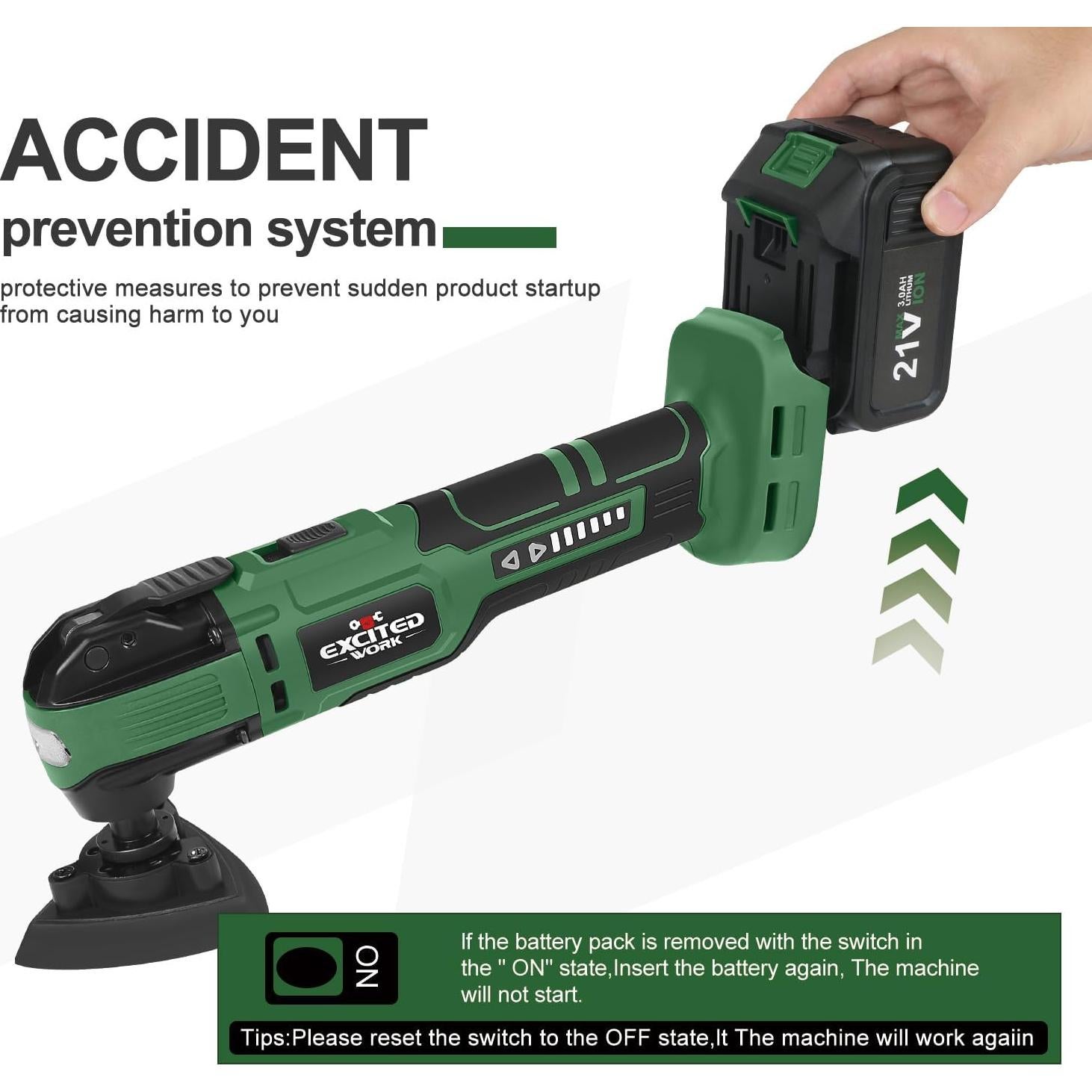 Multiherramienta Oscilante Inalámbrica 21V LAZYLAND con 6 Velocidades