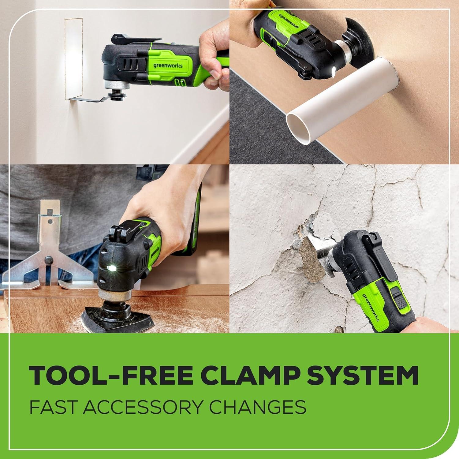 Herramienta Multiuso Inalámbrica Greenworks 24V 2.0Ah con 13 Accesorios