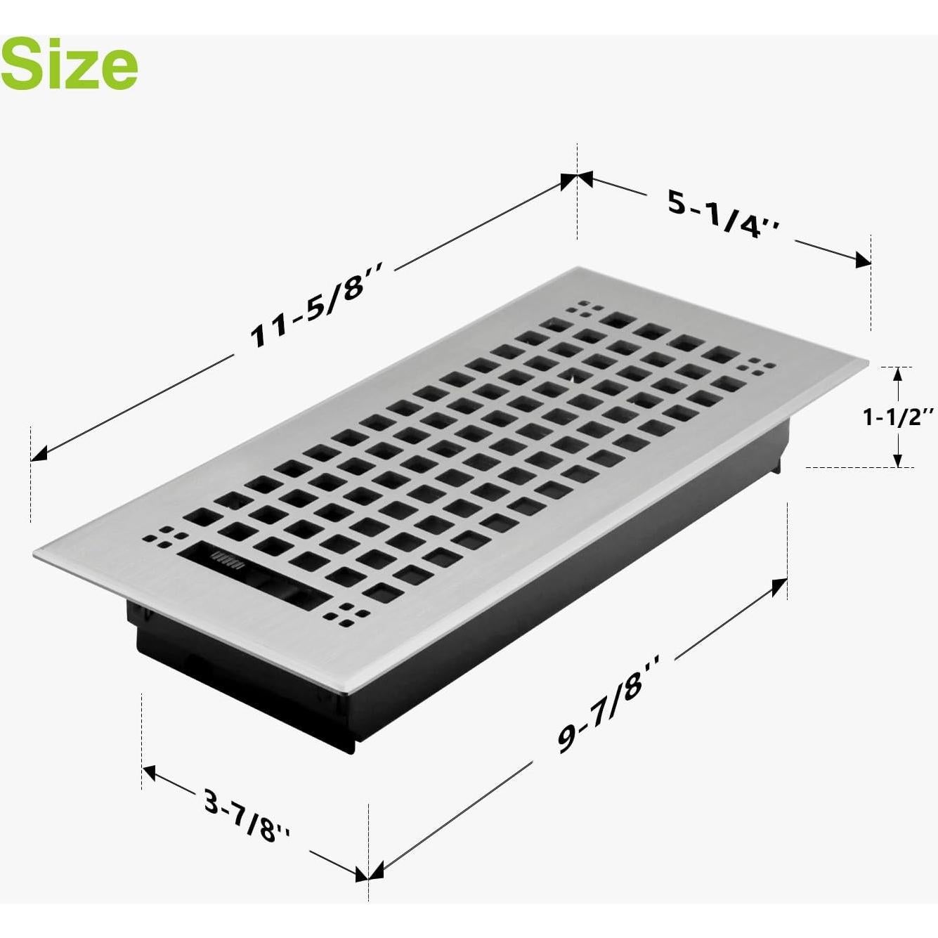 Rejilla de Piso Naiture de Acero Inoxidable 4x10" Estilo Misión