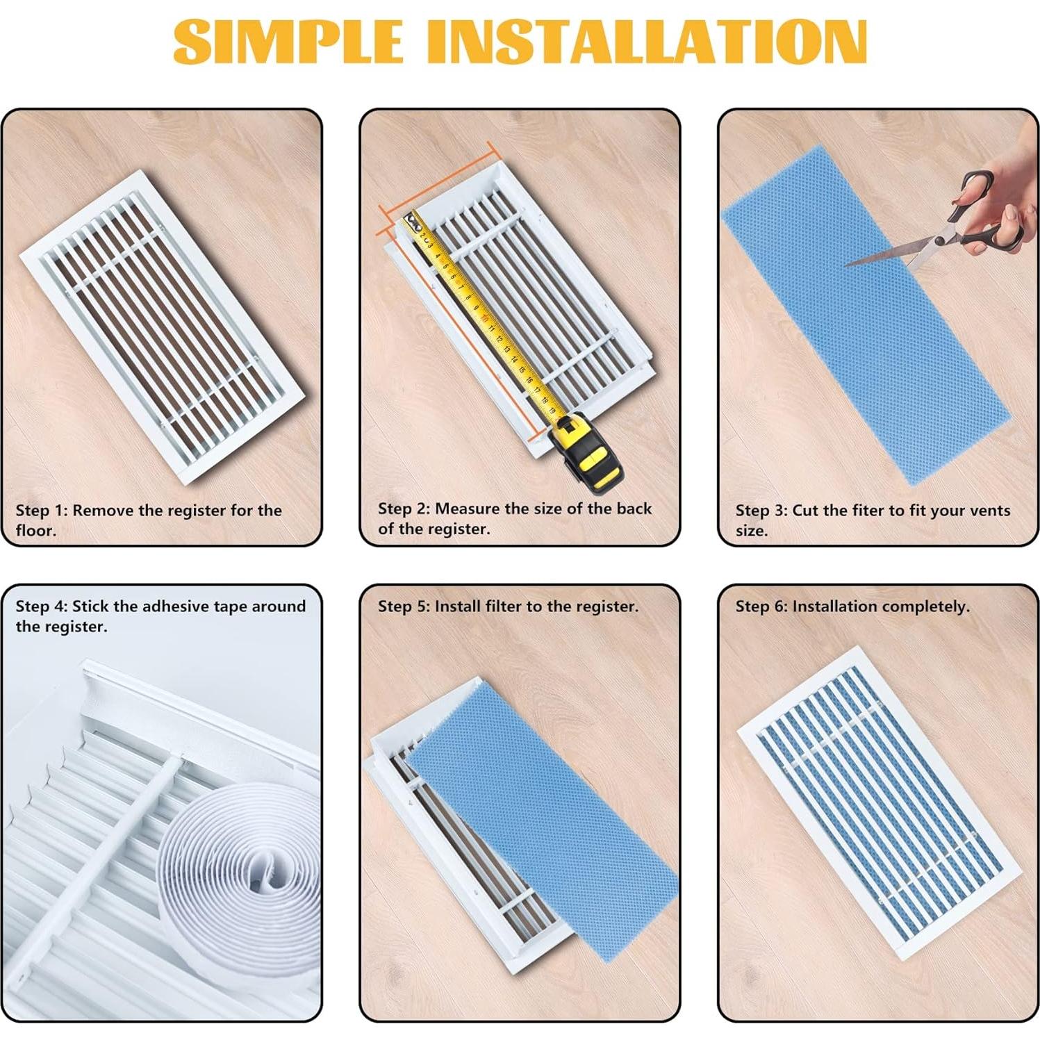 Filtros de Ventilación Reutilizables GCGOODS 10x30 cm Azul - 15 Pcs