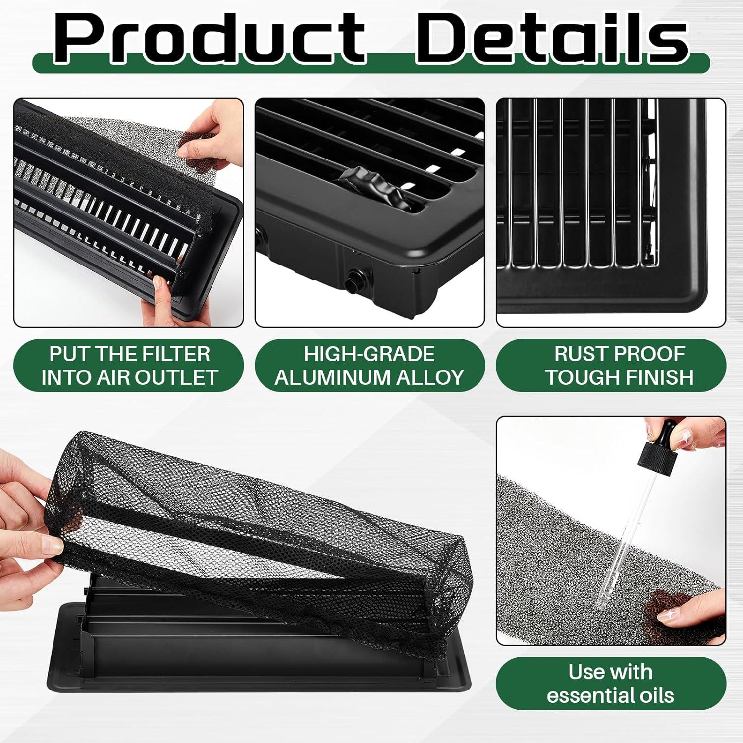 Juego de Rejillas de Piso Zonon 40 Pcs 10 x 25 cm Negro