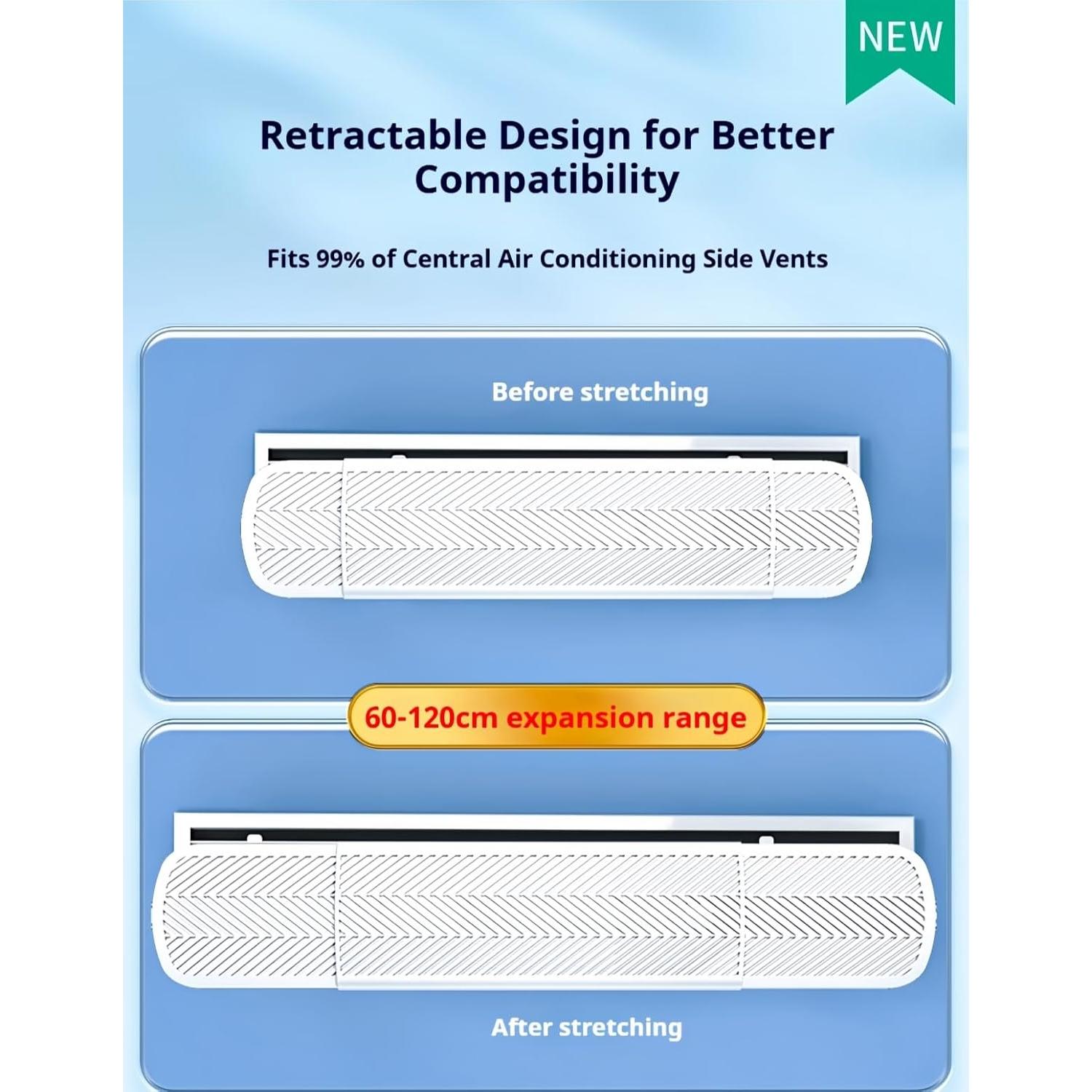 Deflector de Aire Acondicionado QIANDAHOM Ajustable 90-120 cm