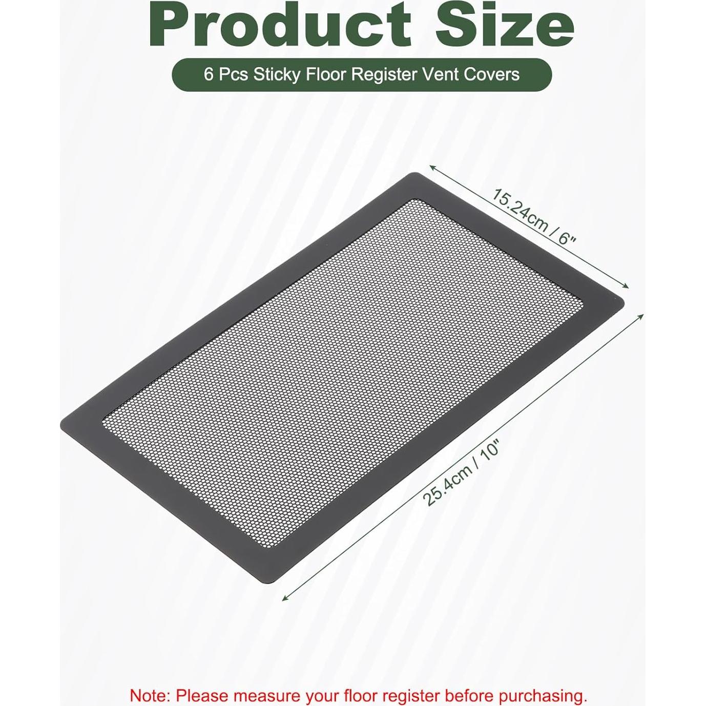 Cubiertas de Ventilación de Piso YOKIVE 6 Pcs PVC Negro 25.4x15.2 cm