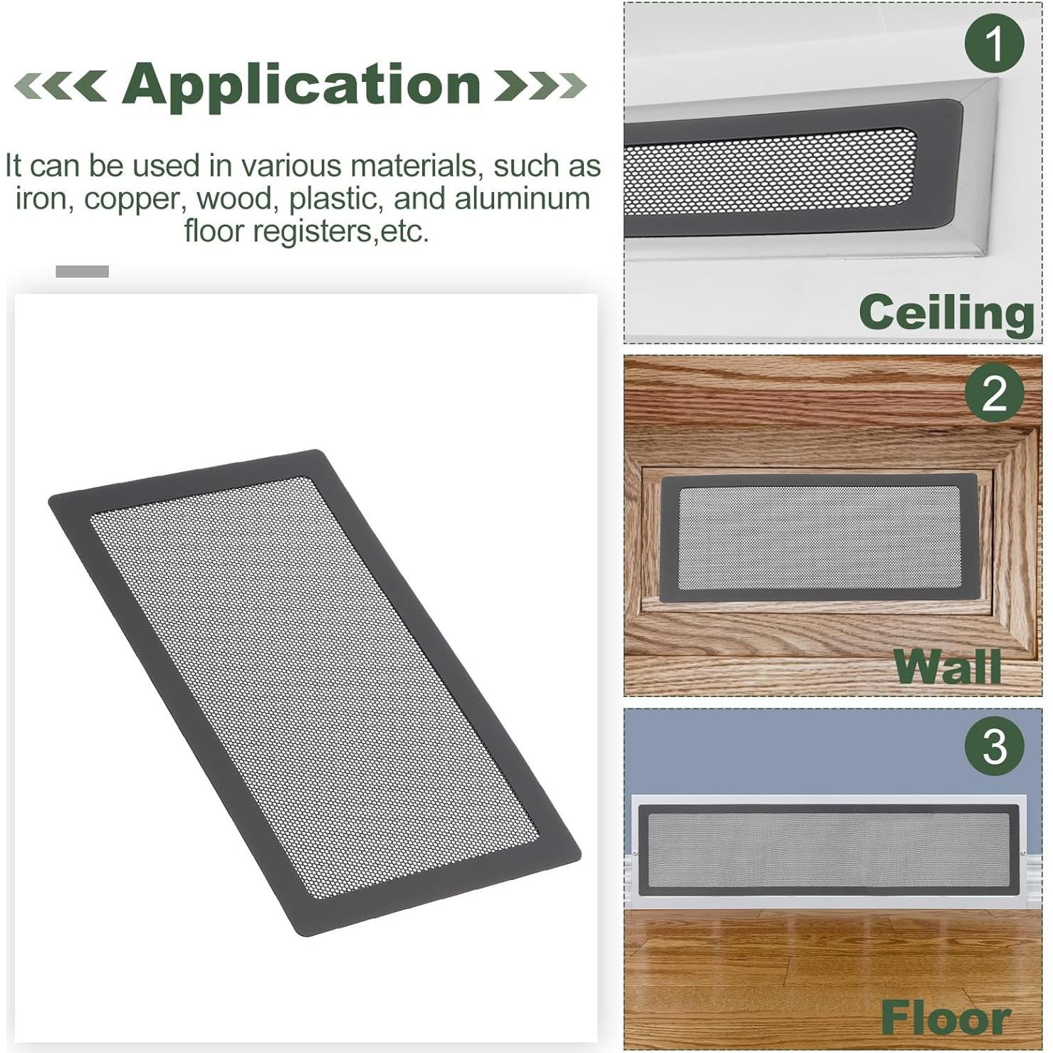 Cubiertas de Ventilación de Piso YOKIVE 6 Pcs PVC Negro 25.4x15.2 cm