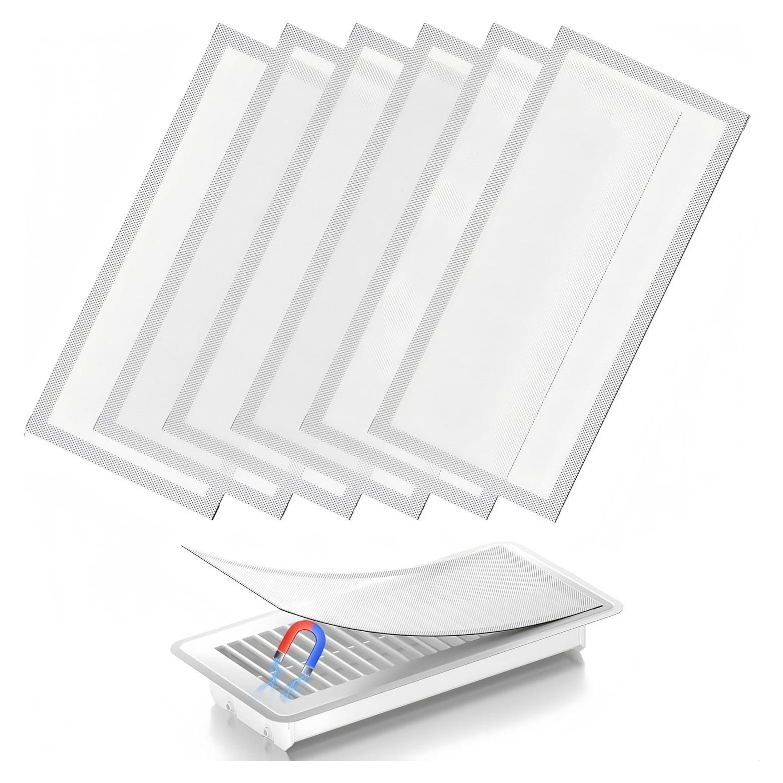 Paquete de 6 Cubiertas Magnéticas Blancas para Ventilación 10.2x25.4cm - Ajuste Universal