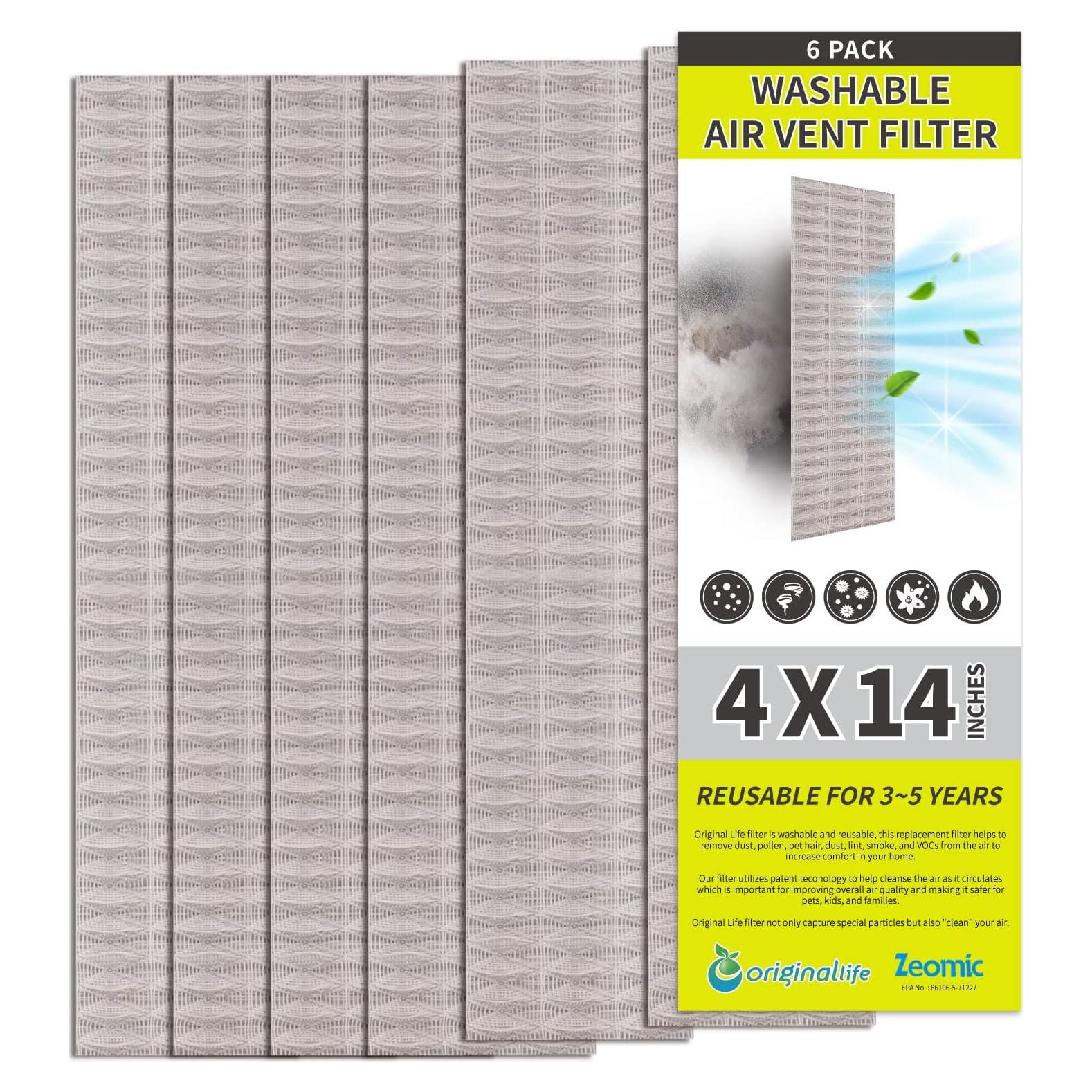 Filtro de Ventilación Lavable 4"x14" Originallife Ecológico 6-Pack