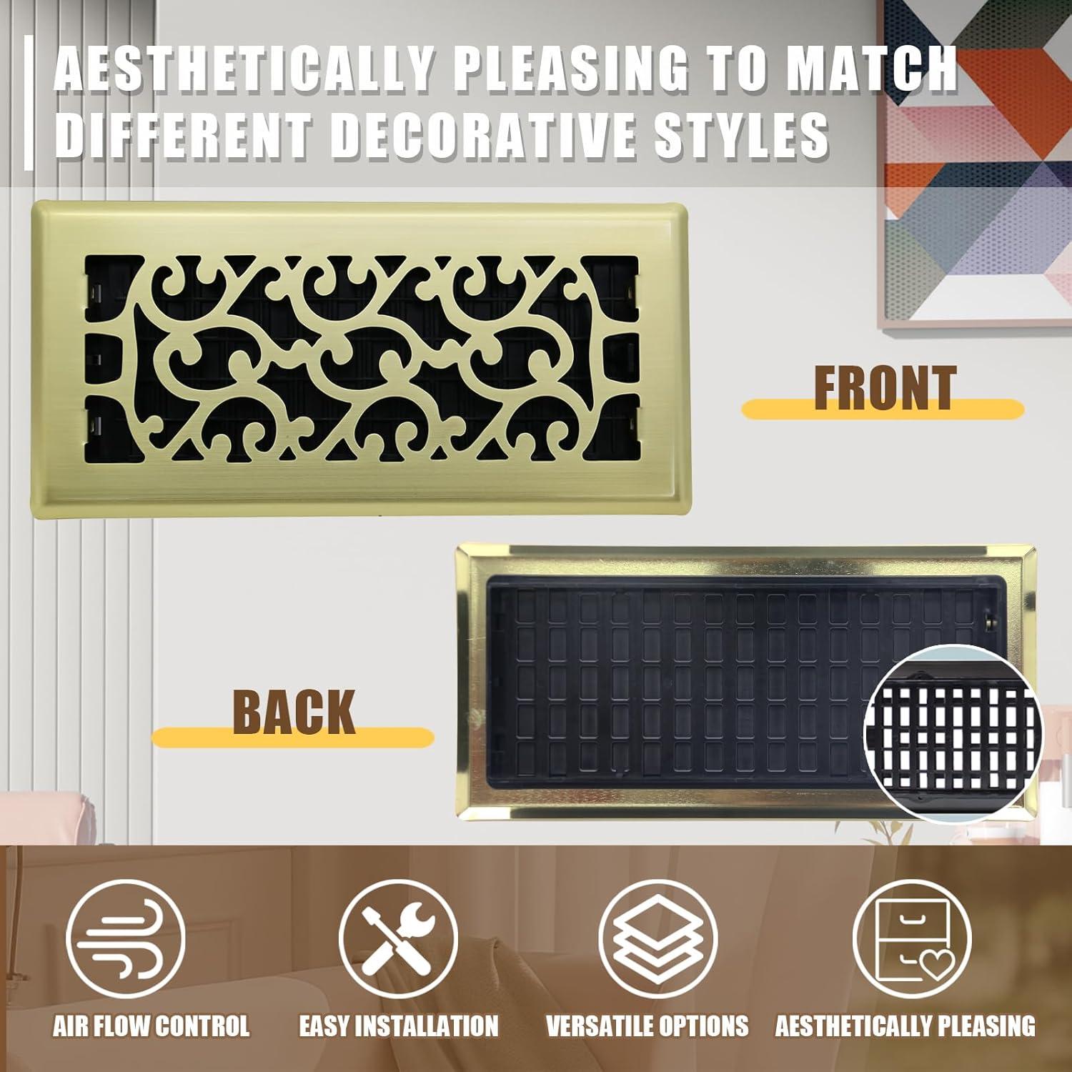 Cubierta de Ventilación de Piso 10x25 cm Jatohome Dorado Cepillado