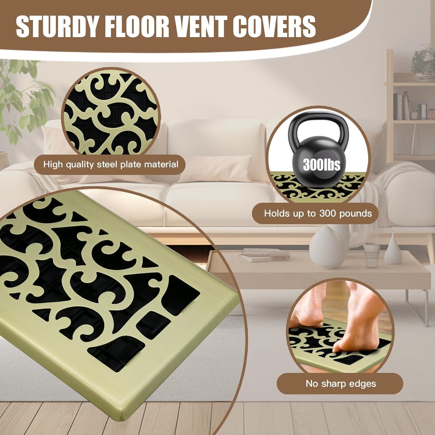 Cubierta de Ventilación de Piso 10x25 cm Jatohome Dorado Cepillado