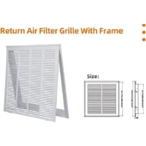 Rejilla de Filtro de Aire de Acero HVAC 20x20 Plegable Blanca