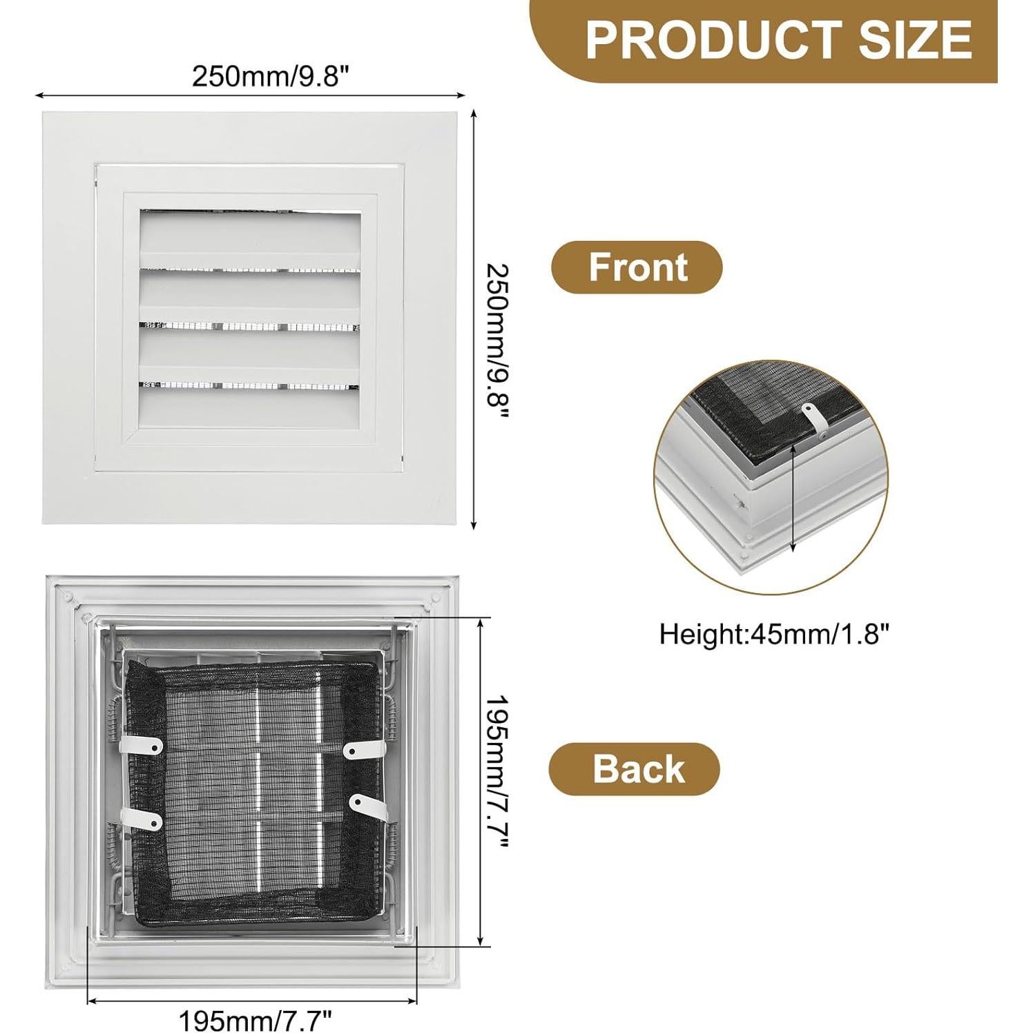 Rejilla de Retorno de Aire PATIKIL 20.32 cm Aluminio Blanco