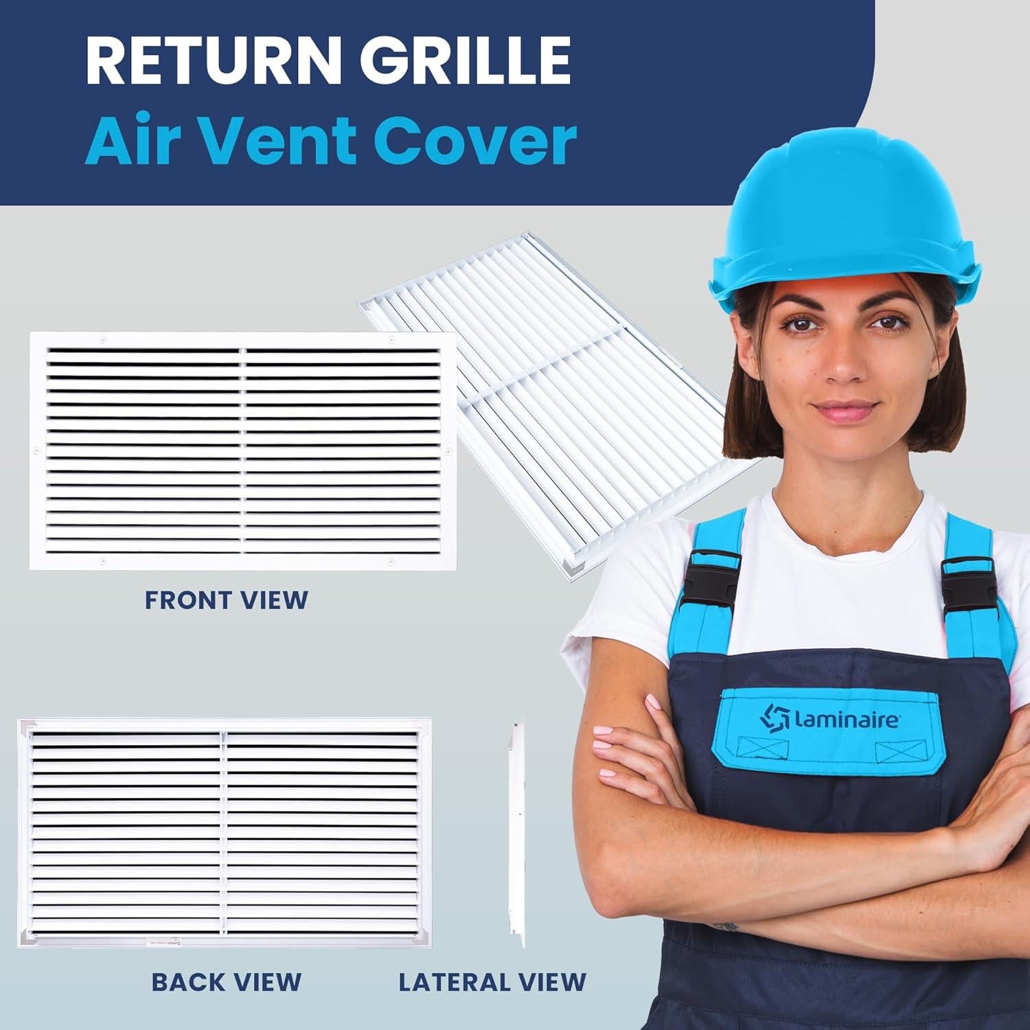 Cubierta de retorno de aire LAMINAIRE 30x16" Aluminio Blanco
