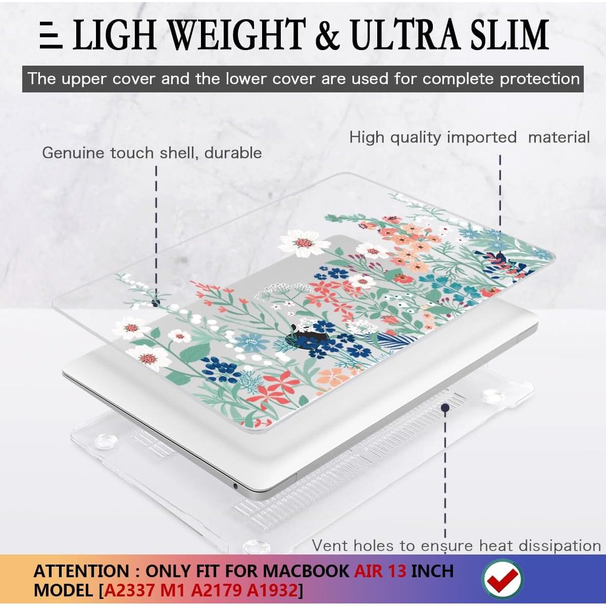 CISSOOK Funda Dura Floral para MacBook Air 13" 2021-2018