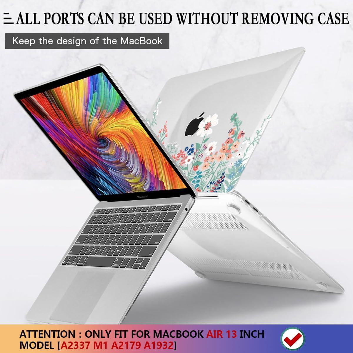 CISSOOK Funda Dura Floral para MacBook Air 13" 2021-2018
