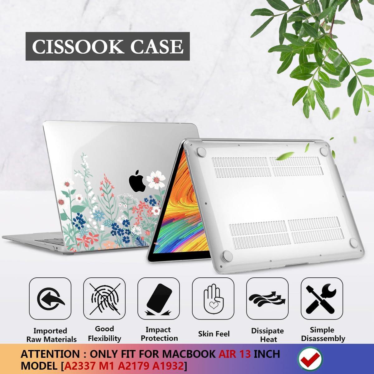 CISSOOK Funda Dura Floral para MacBook Air 13" 2021-2018
