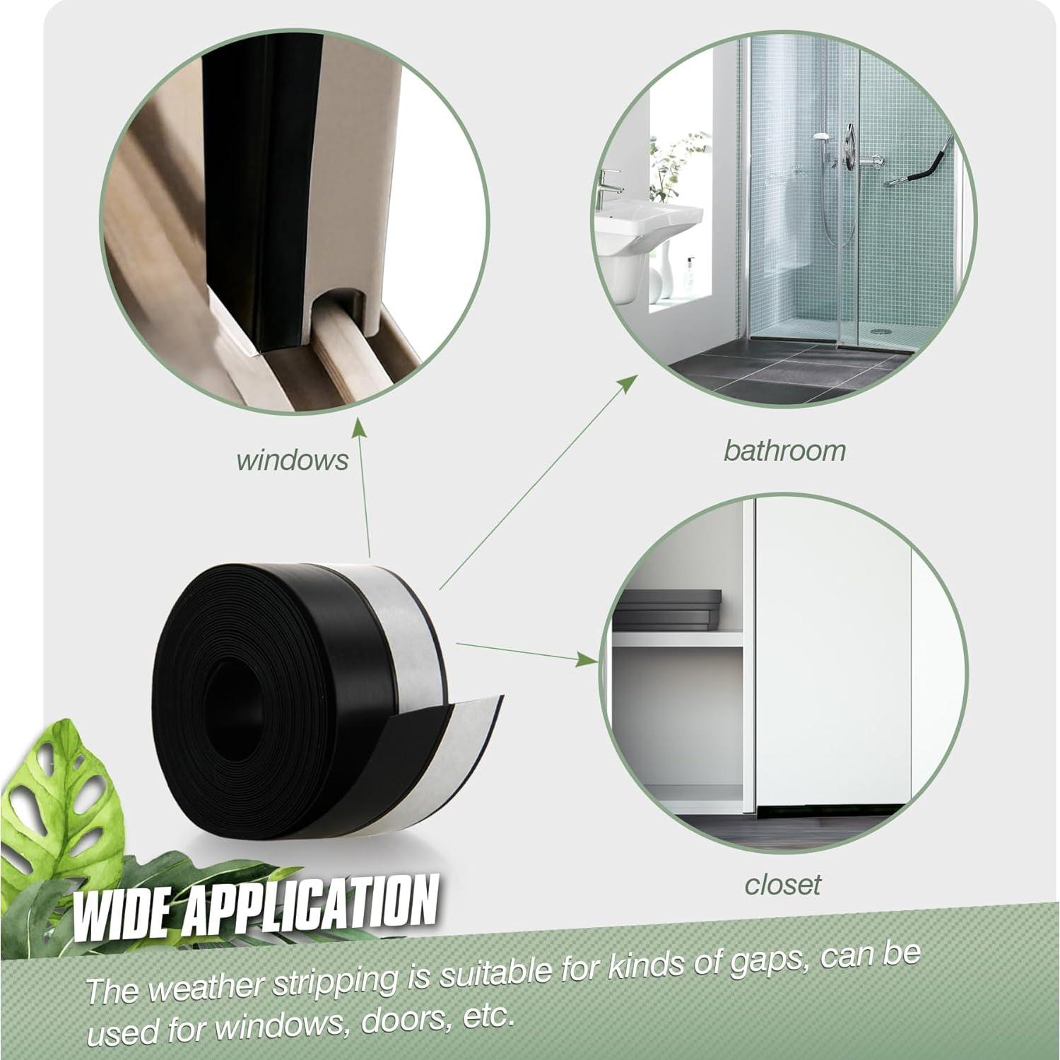 Tira de sellado de puerta de silicona Vivikivi 5m 25mm Negro