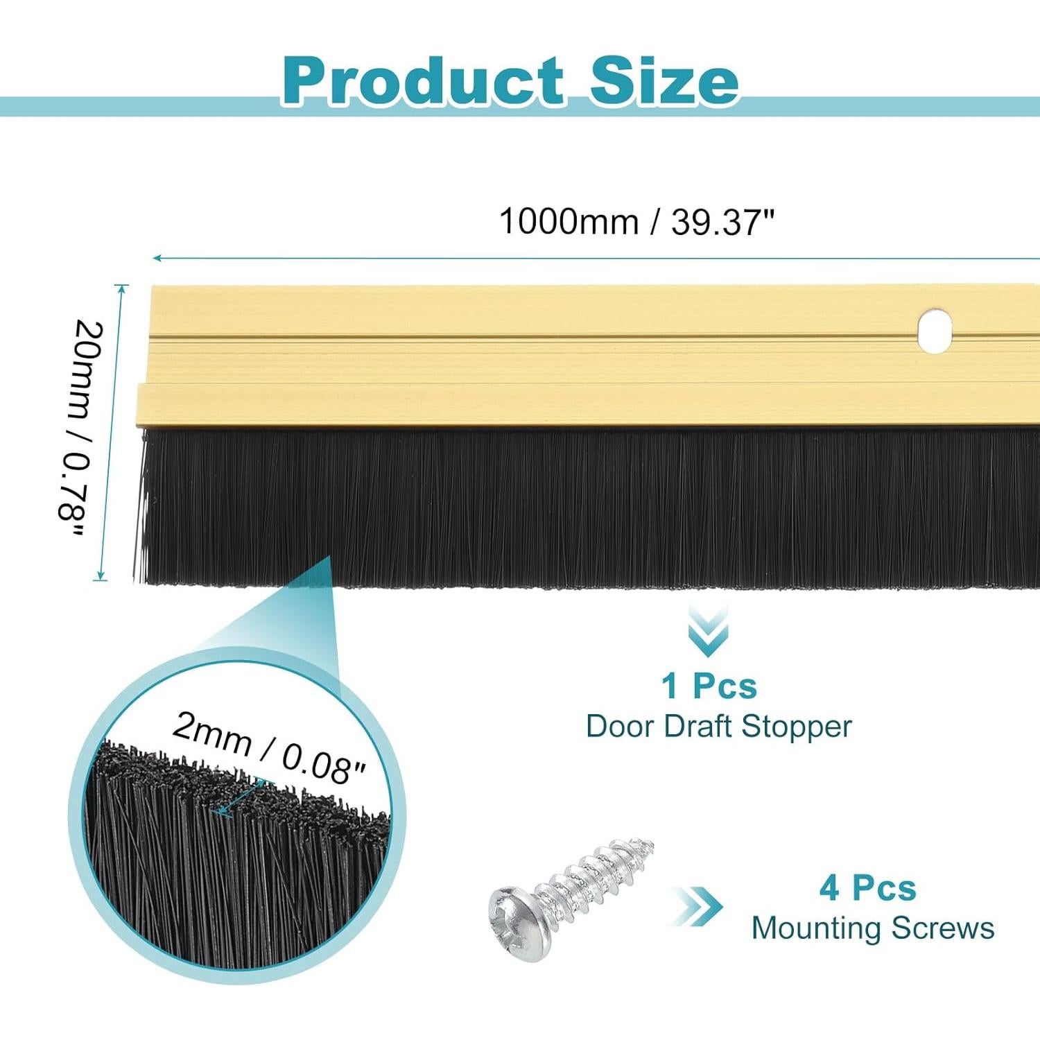 Tapón de Corrientes de Aire uxcell 100 cm Aluminio Dorado