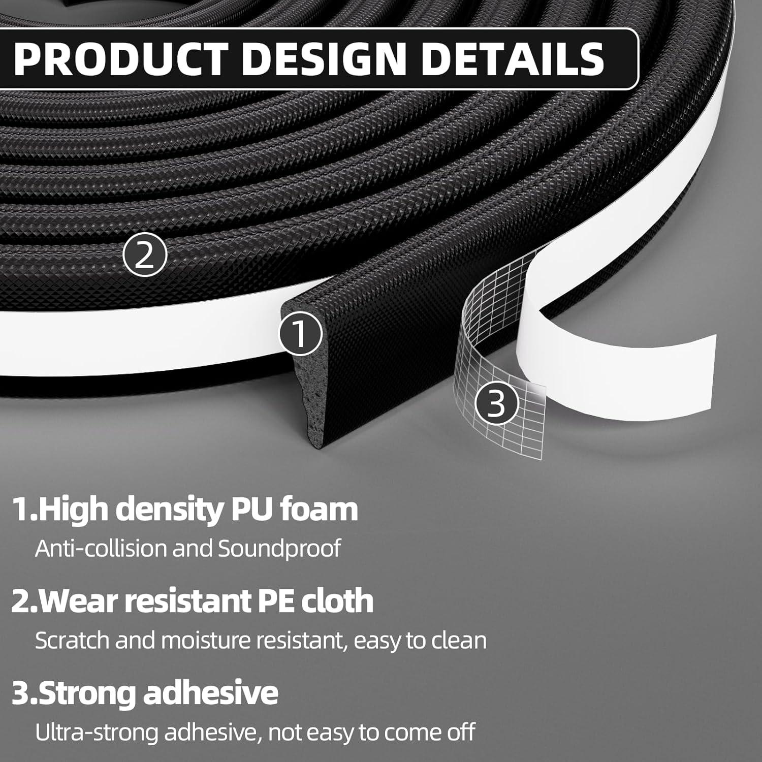 Tira de Sellado Aislante MUSRCYIO 196 cm Negra para Puertas y Ventanas