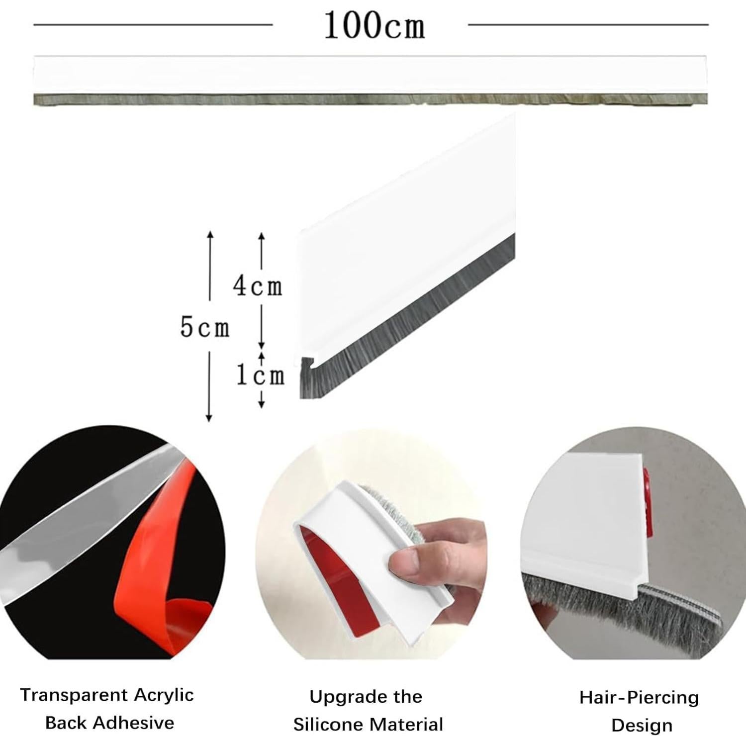Tapón de Draft CWHCWHY 99 cm Blanco con Cepillo Aislante