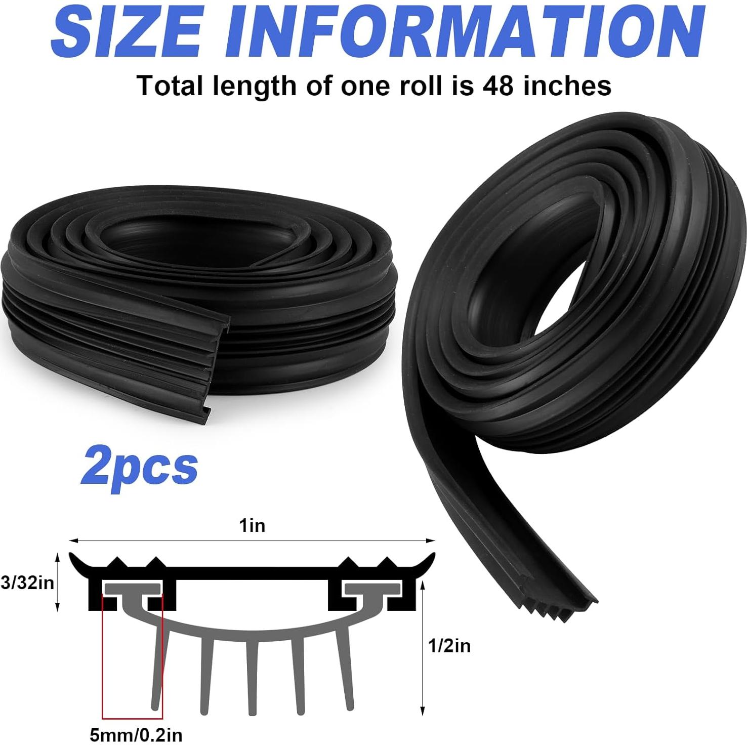 Barrido de Puerta de Goma Nuanchu 2 Pcs 121.92 cm Negro