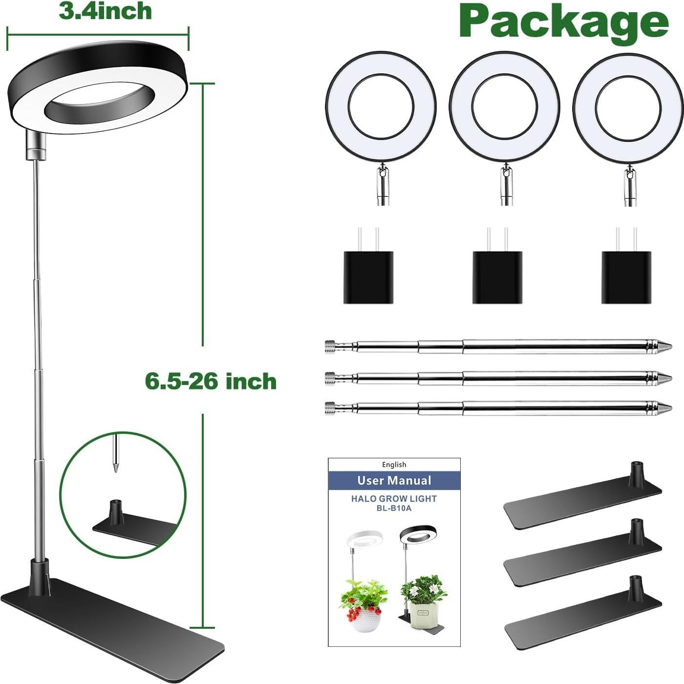 Luz de Crecimiento Aokrean 48 LEDs Espectro Completo 3 Paquete