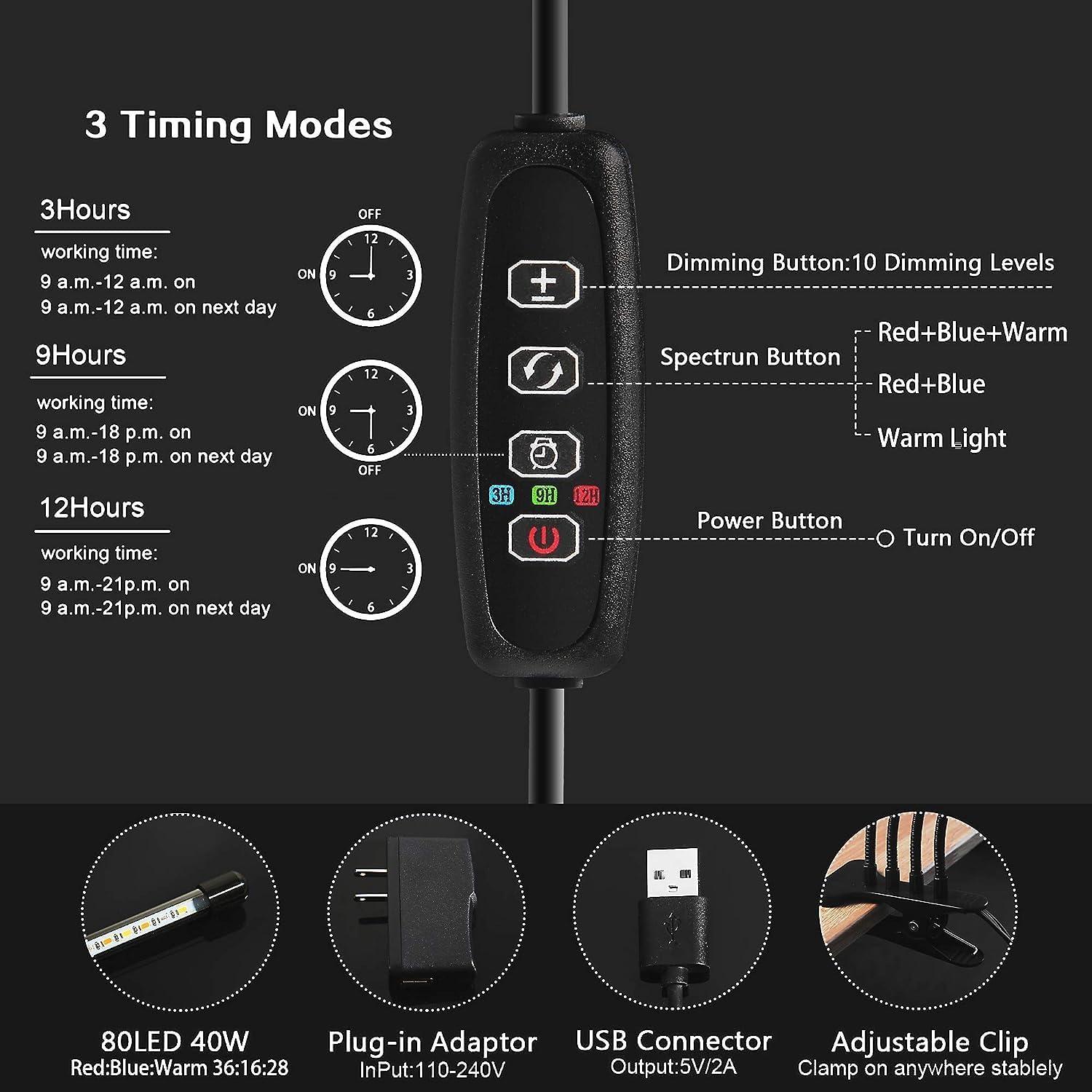 Luz de Crecimiento LED LEOTER 80 Lámparas Espectro Completo