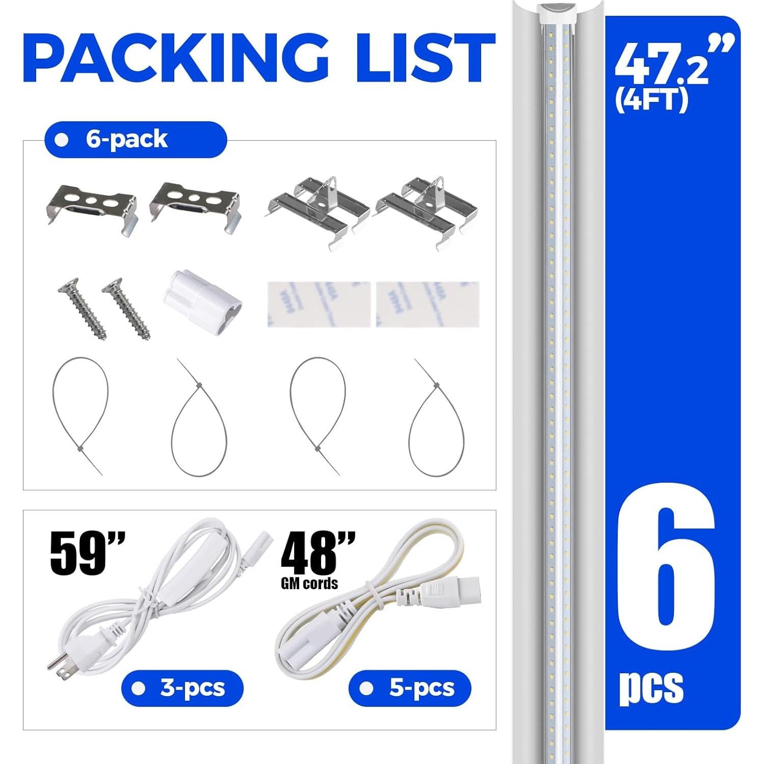 Luces de Crecimiento LED Barrina 4FT 5000K Espectro Completo