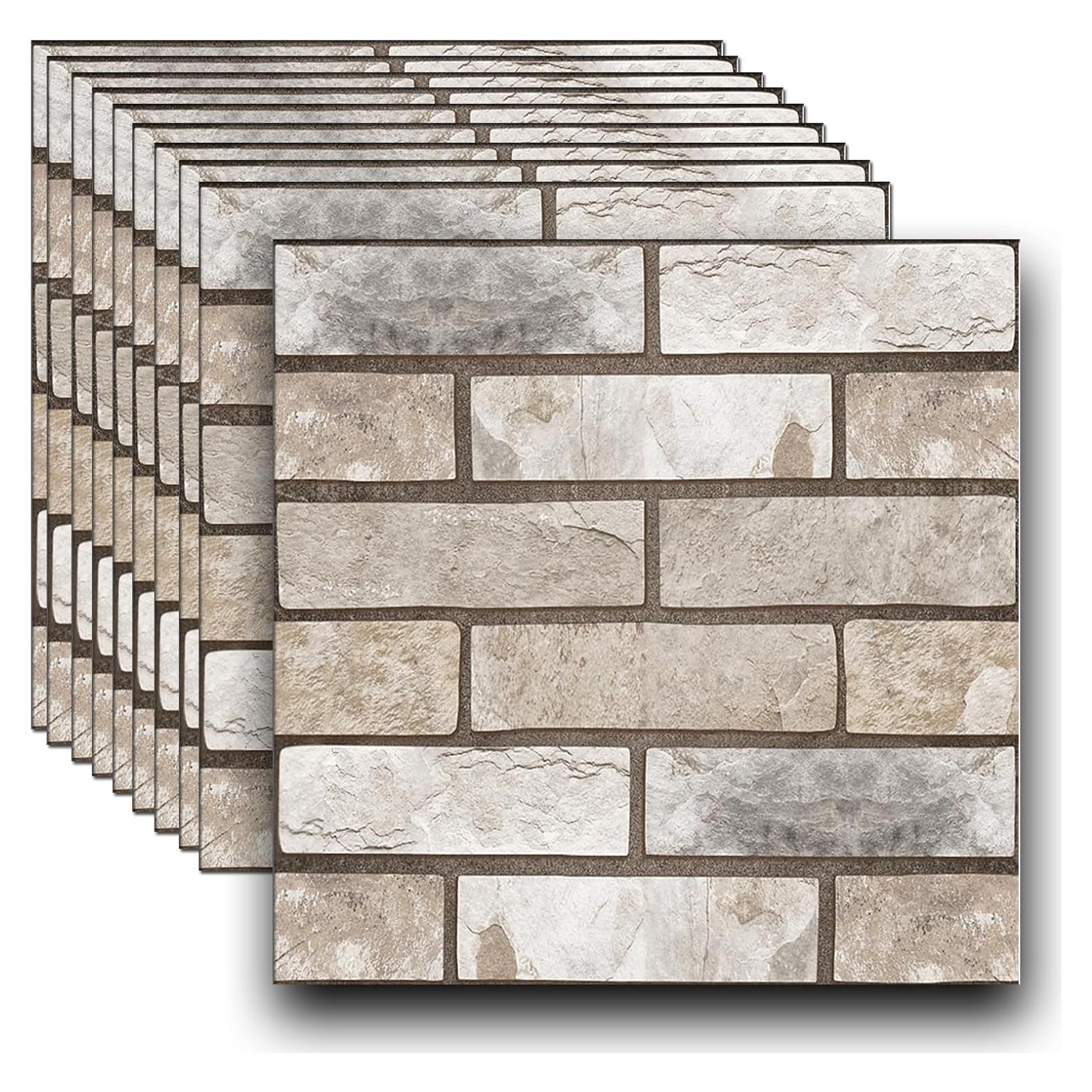 Paneles de Pared 3D Autoadhesivos szgwtk Ladrillo Gris 10 Piezas 30x30cm