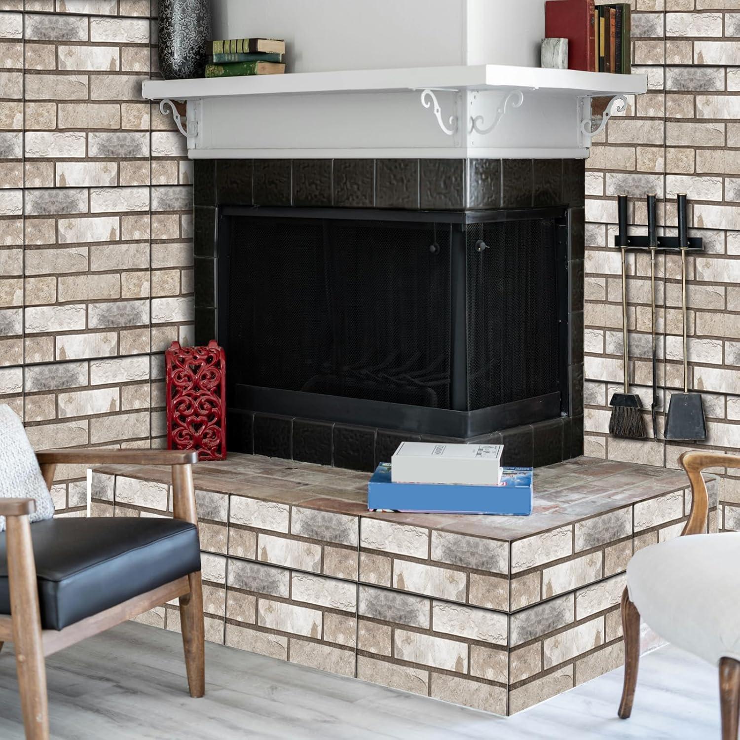 Paneles de Pared 3D Autoadhesivos szgwtk Ladrillo Gris 10 Piezas 30x30cm