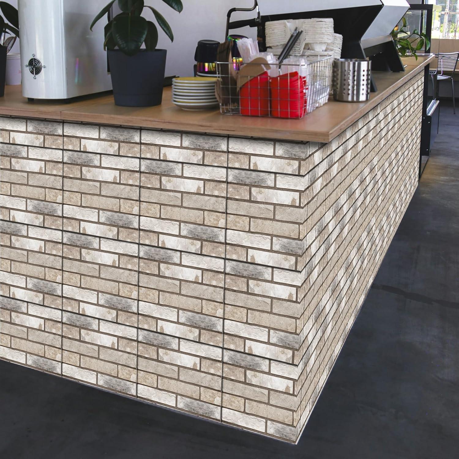 Paneles de Pared 3D Autoadhesivos szgwtk Ladrillo Gris 10 Piezas 30x30cm