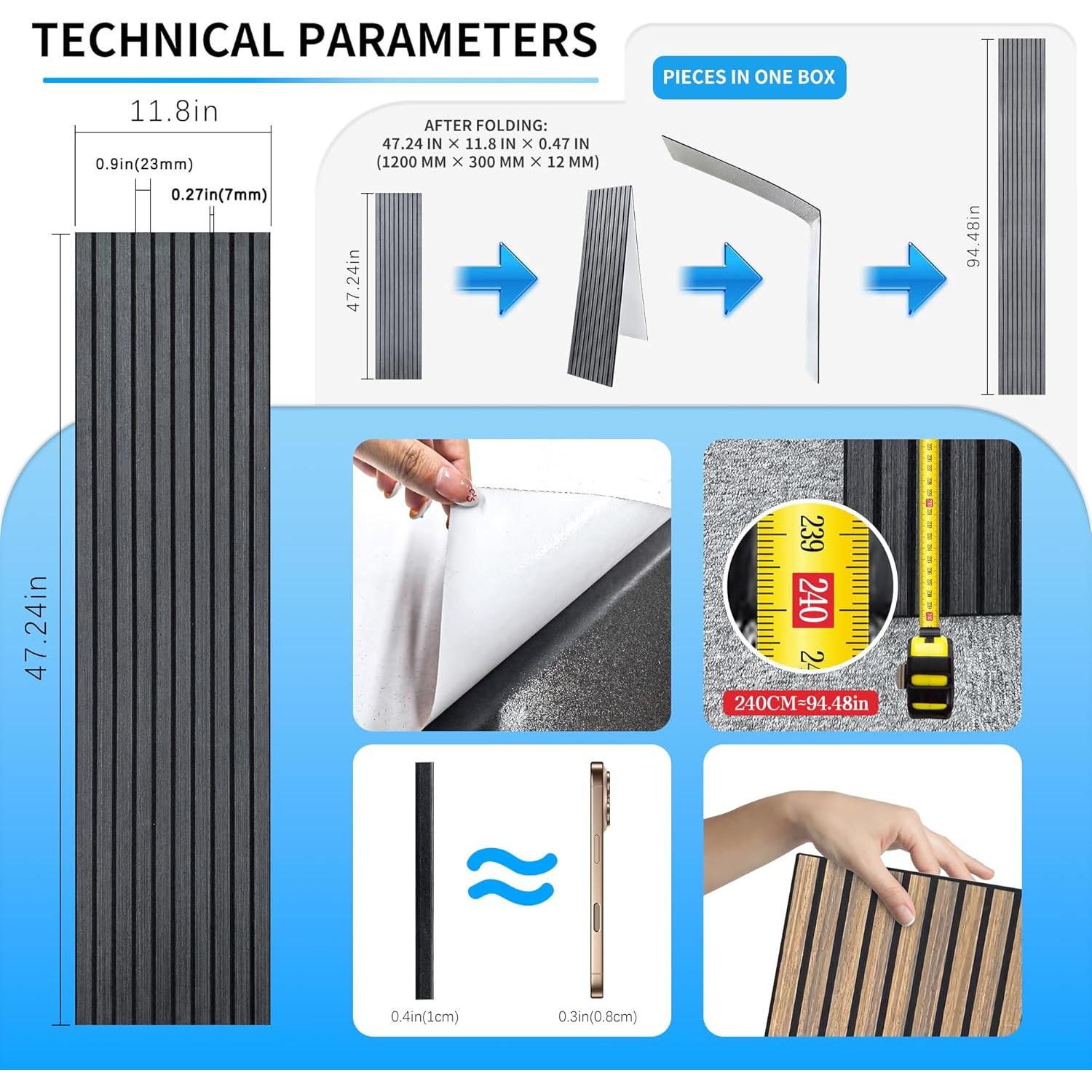 Paneles de Pared 3D Autoadhesivos RozingStar Ébano 240x30 cm