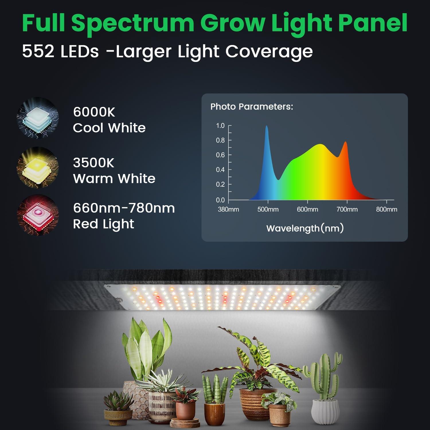 Panel de Luz de Crecimiento Garpsen 4Paneles 40W 552 LEDs