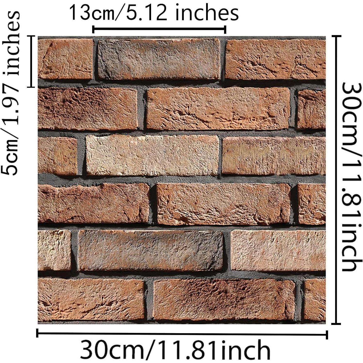 Paneles de Pared 3D Autoadhesivos Veczom Ladrillo Rojo 10 Unidades