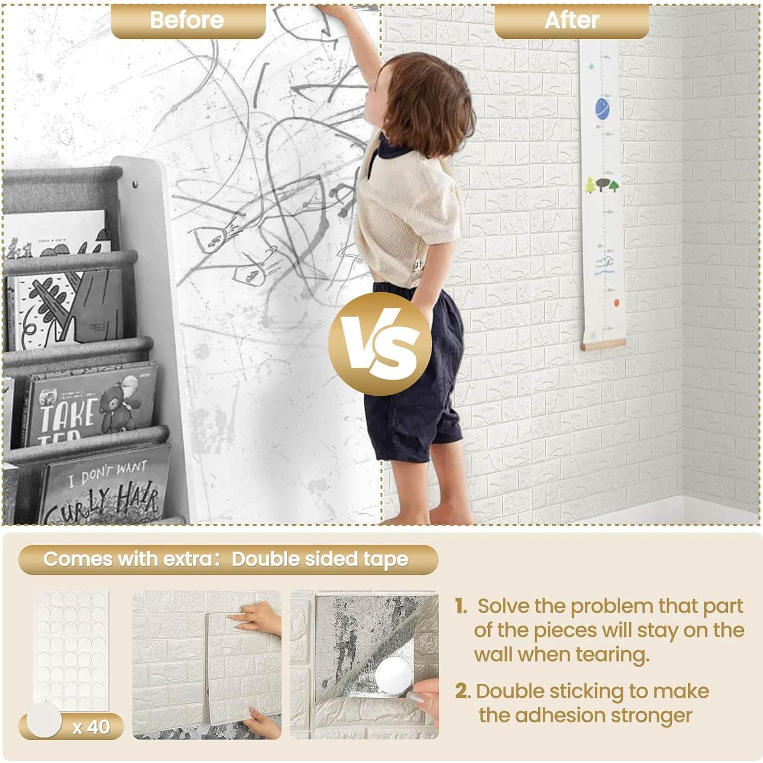 Paneles de Pared 3D Autoadhesivos Abyssaly Blanco 10PCS 30x30cm