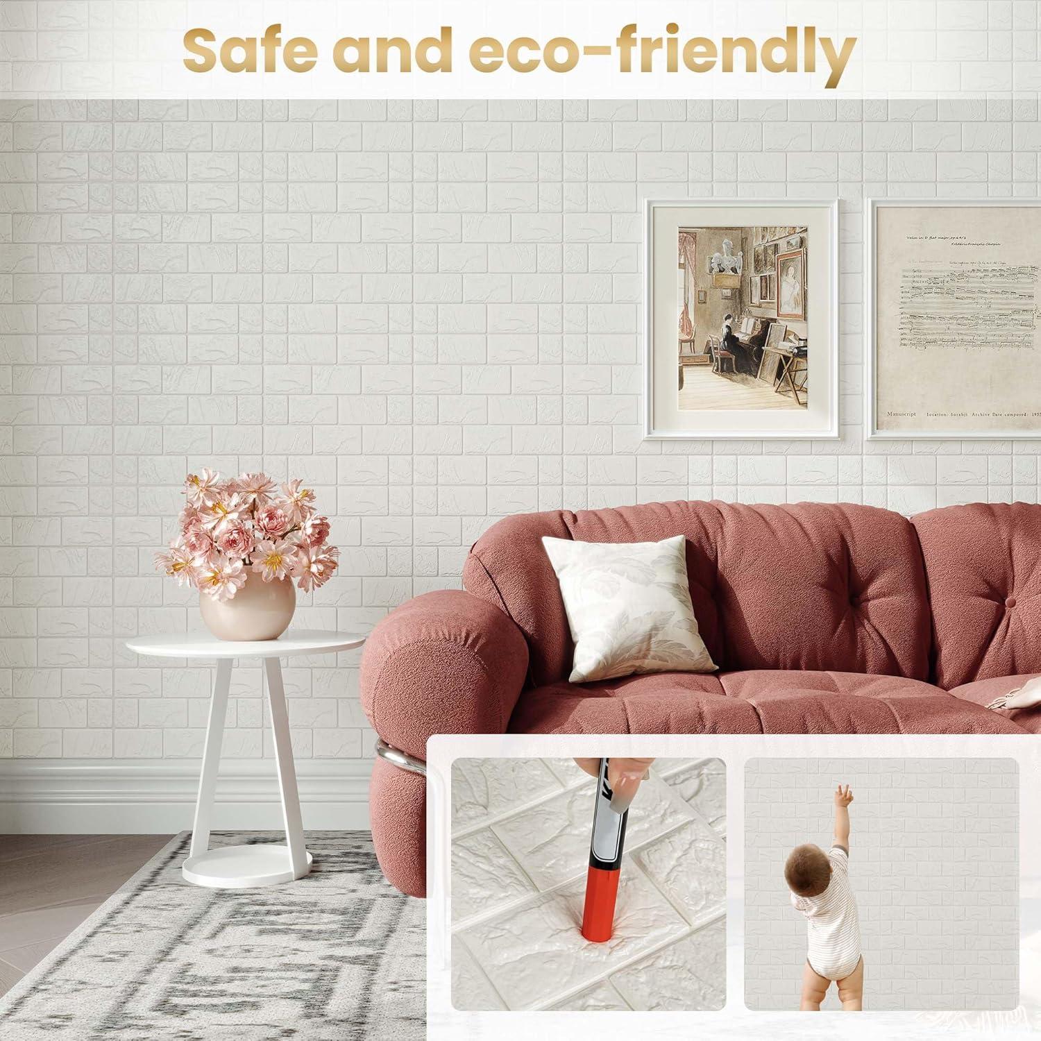 Paneles de Pared 3D Autoadhesivos Abyssaly Blanco 10PCS 30x30cm