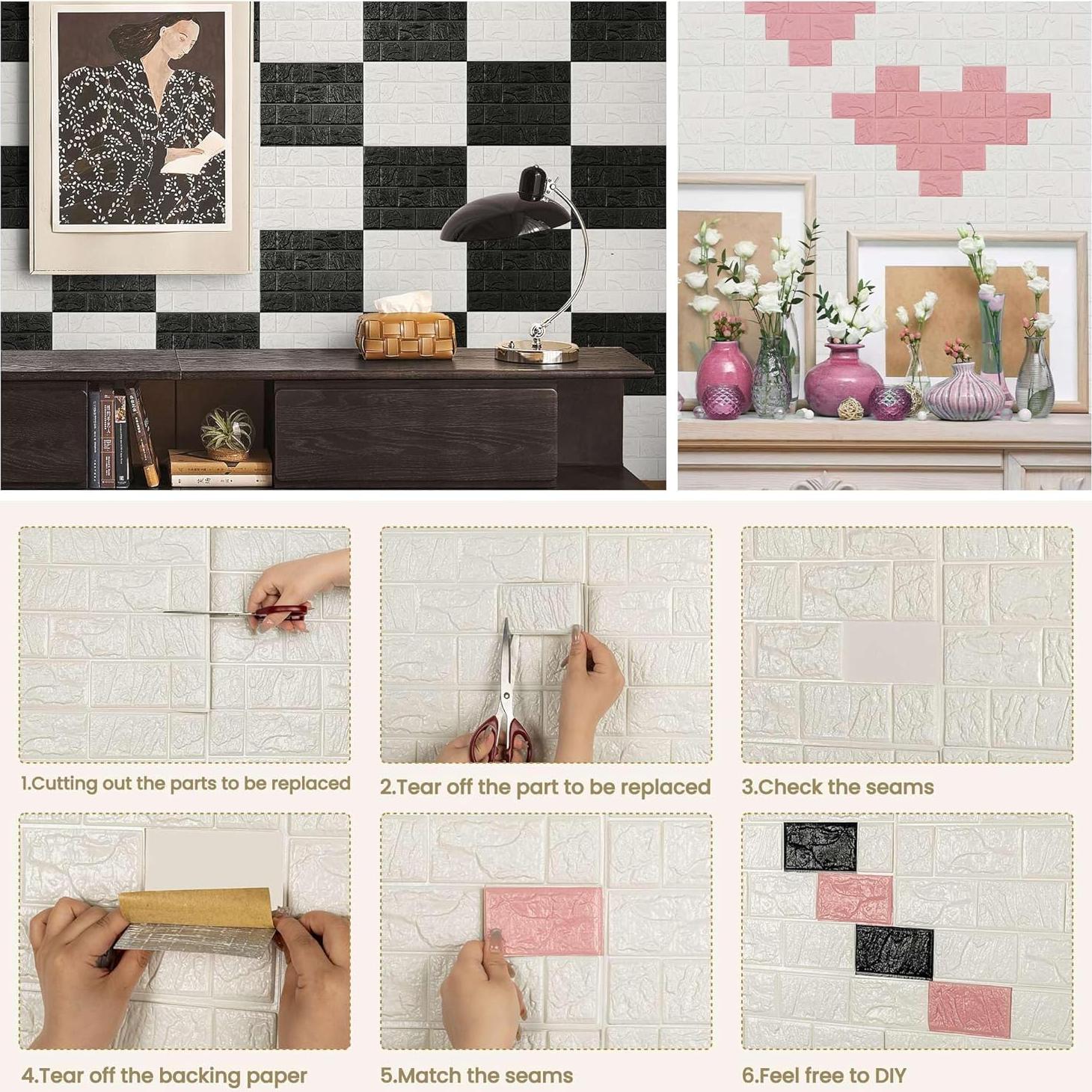 Paneles de Pared 3D Autoadhesivos Abyssaly Blanco 10PCS 30x30cm