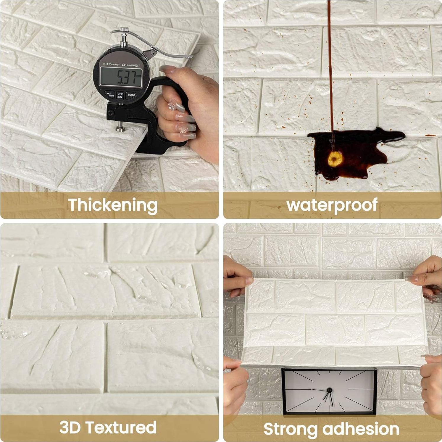 Paneles de Pared 3D Autoadhesivos Abyssaly Blanco 10PCS 30x30cm