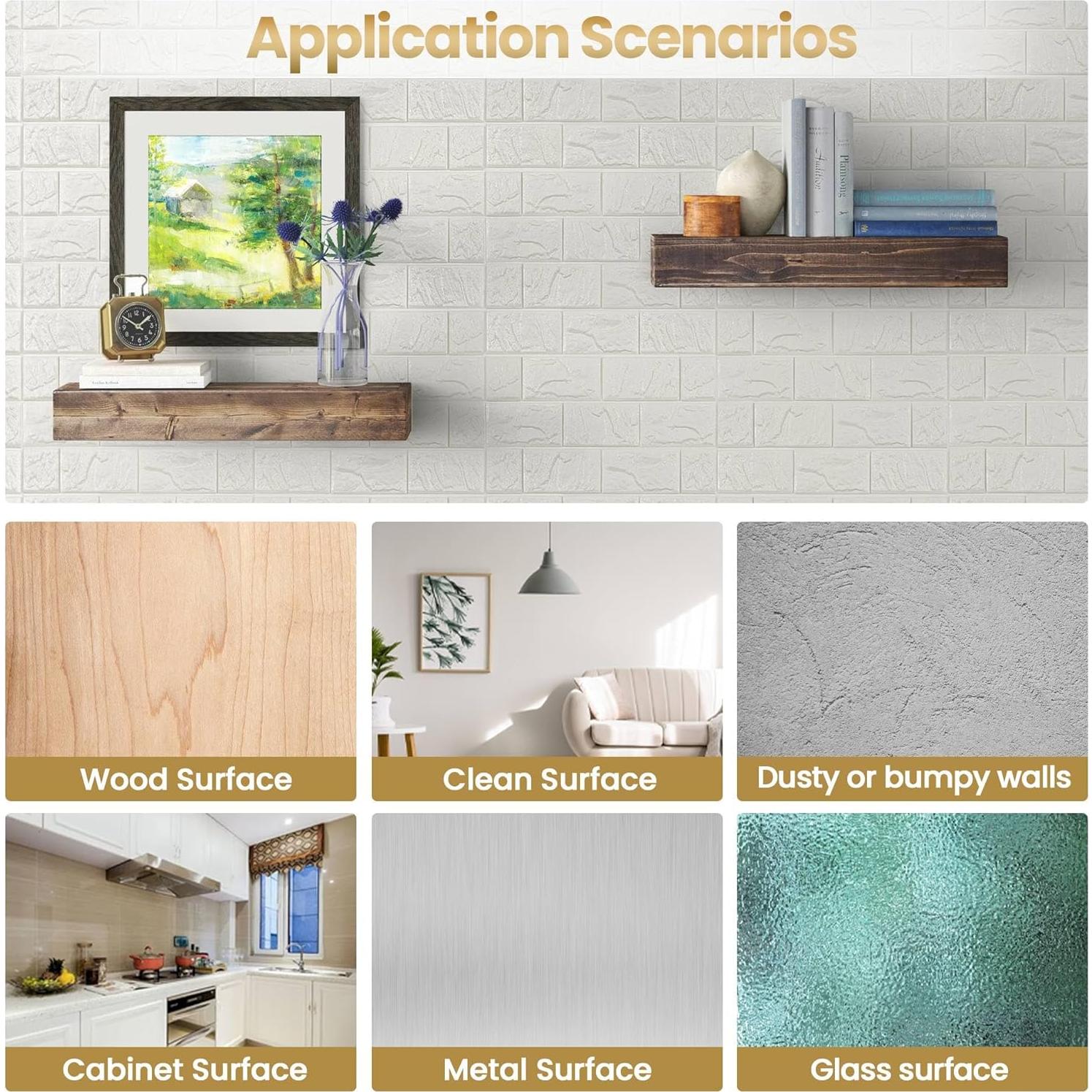 Paneles de Pared 3D Autoadhesivos Abyssaly Blanco 10PCS 30x30cm