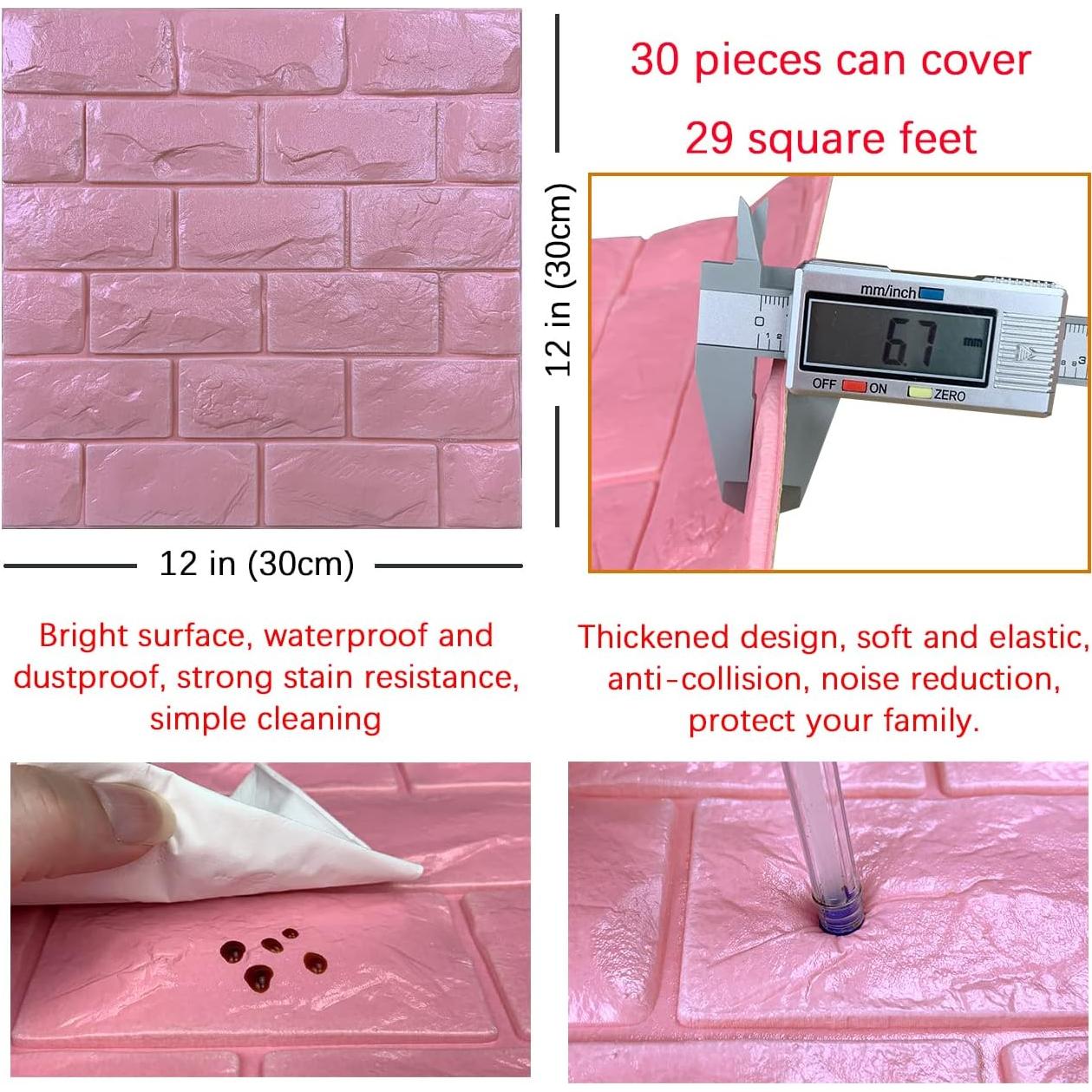 Paneles de Pared 3D Autoadhesivos Yutianli 30PCS Rosa