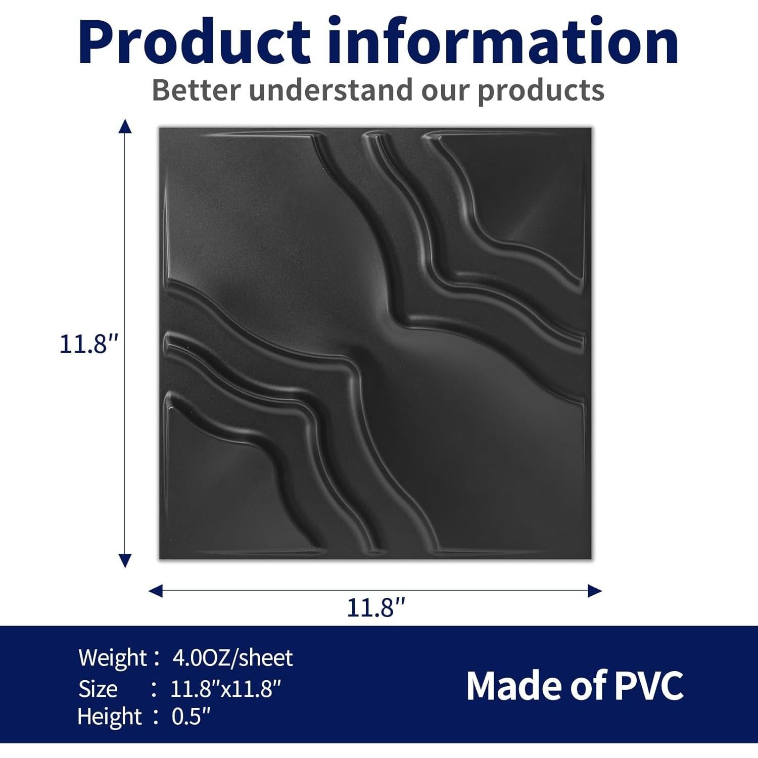 Paneles de Pared 3D Art3dwallpanels 33 Unidades PVC Negro 30x30 cm