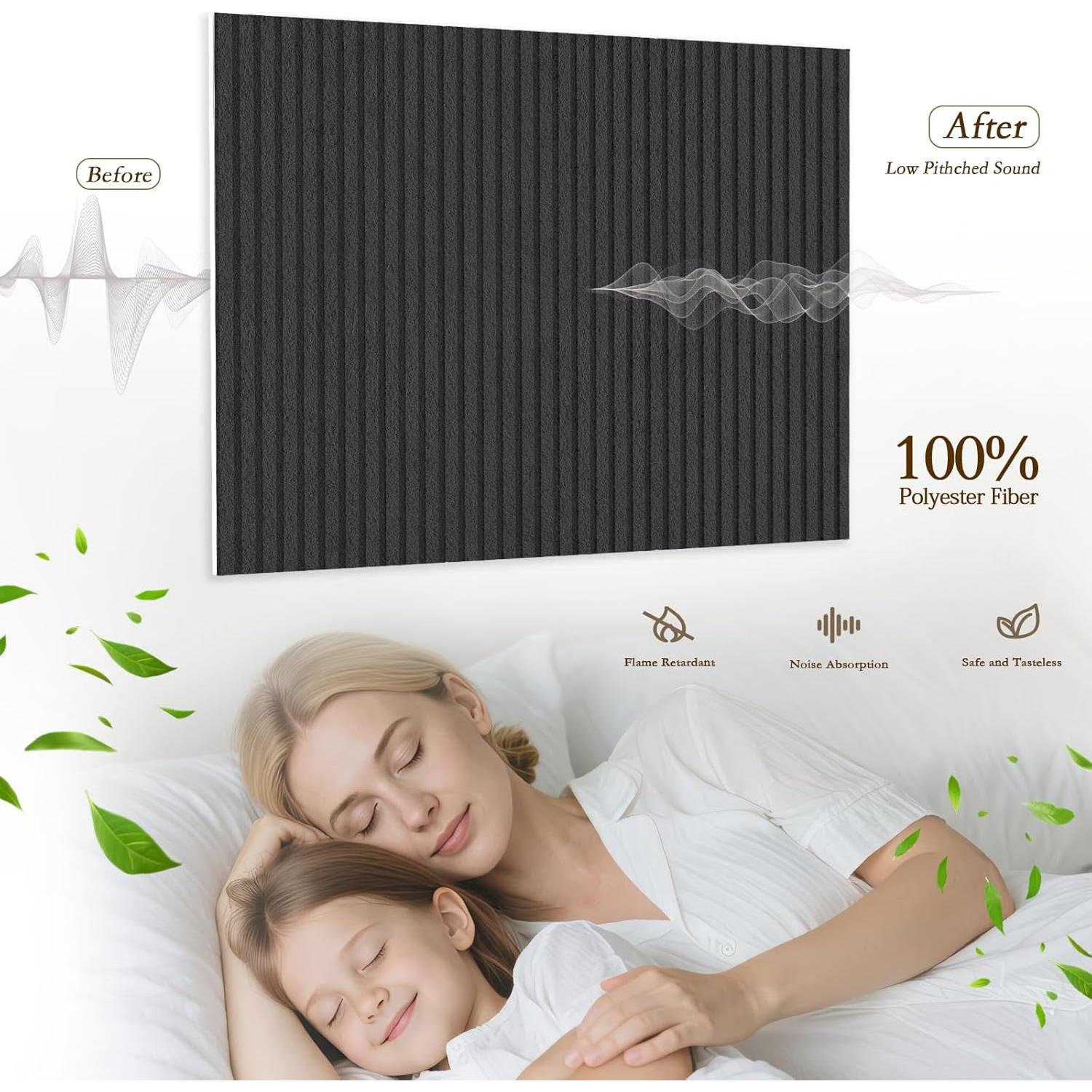 Paneles Acústicos 3D Autoadhesivos 6 Pack Negro 61x61cm