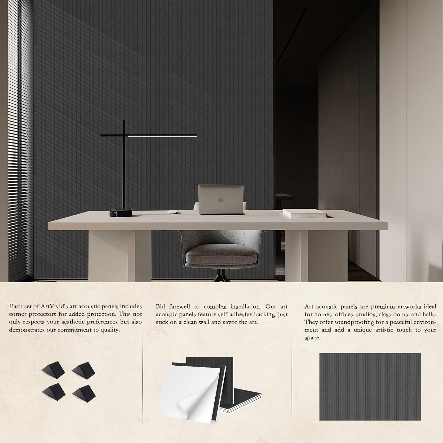 Paneles Acústicos 3D Autoadhesivos 6 Pack Negro 61x61cm