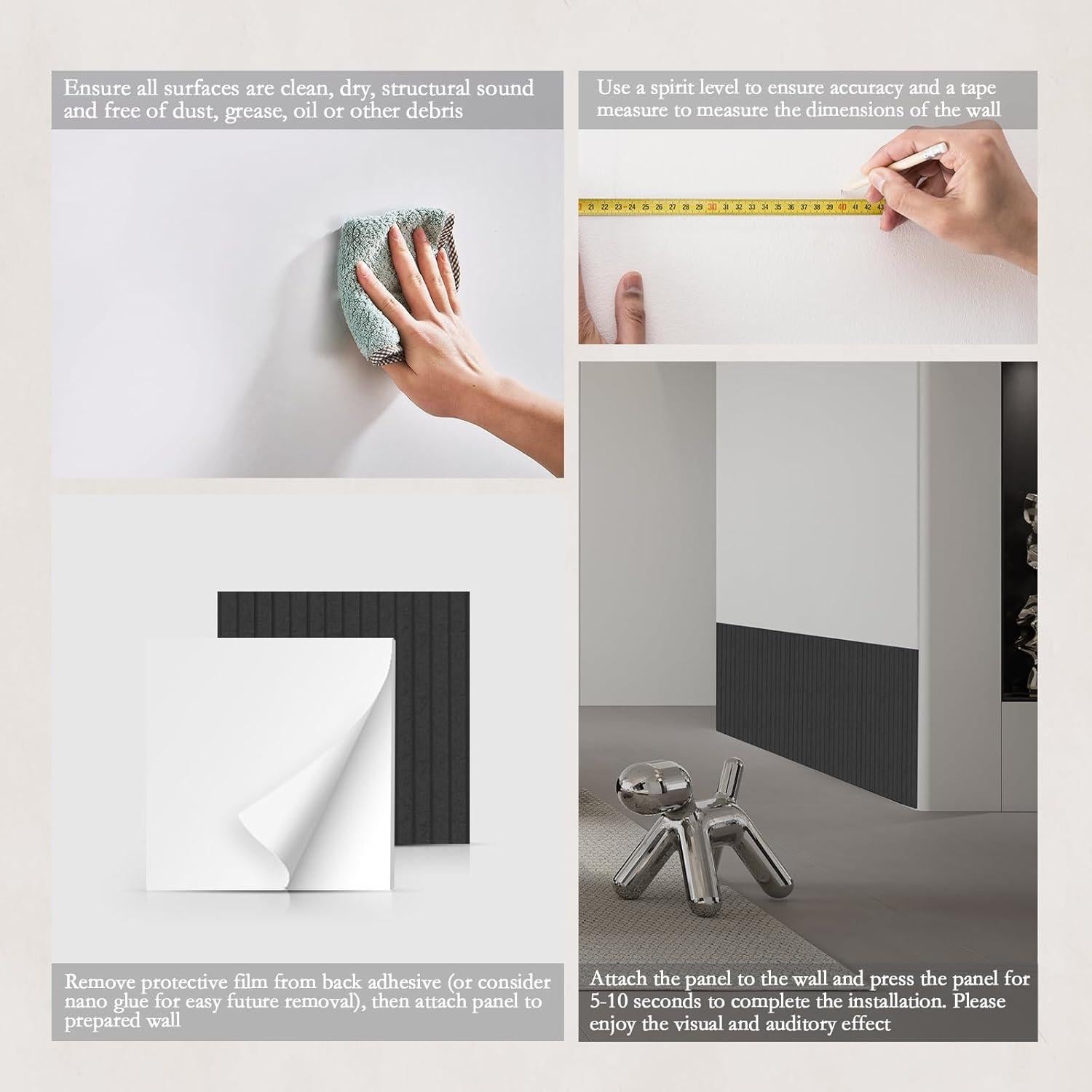 Paneles Acústicos 3D Autoadhesivos 6 Pack Negro 61x61cm