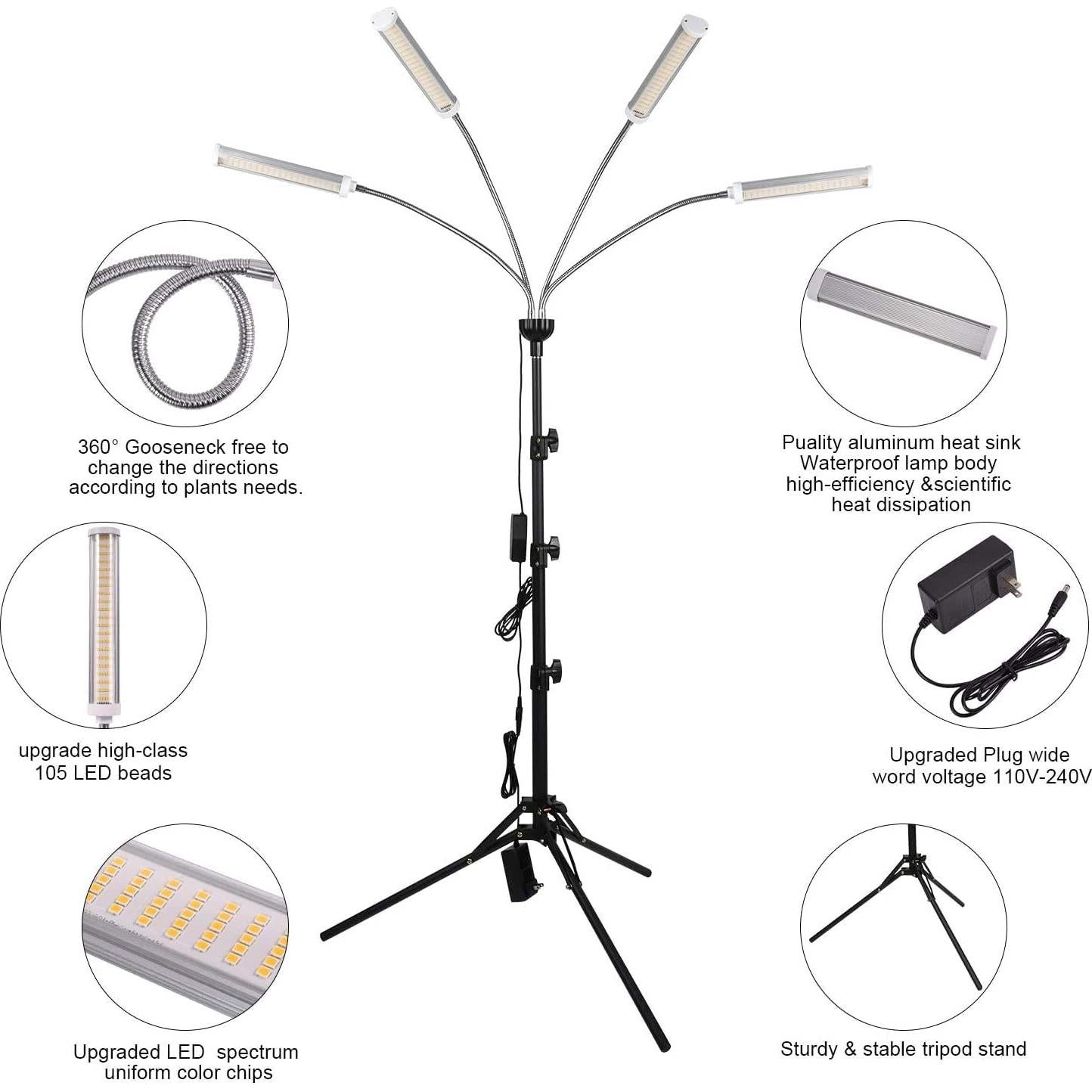 Luz de Cultivo LED Espectro Completo ANDOHAI GL-1 200W