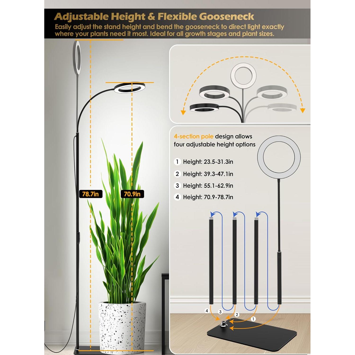 Luz de Crecimiento LED GLOWRIUM 24W Espectro Completo Ajustable