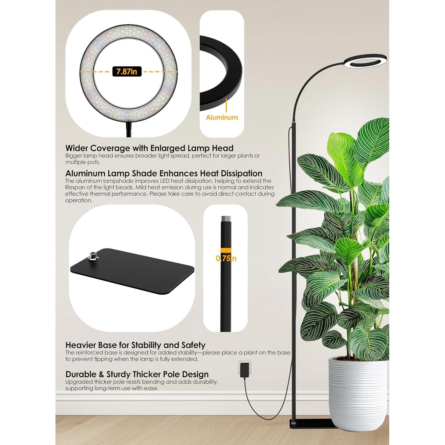 Luz de Crecimiento LED GLOWRIUM 24W Espectro Completo Ajustable