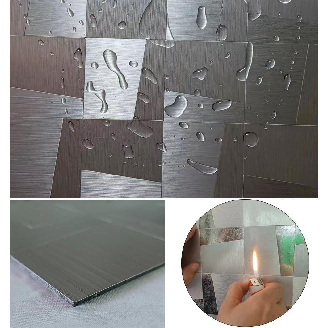 Azulejo Mosaico Autoadhesivo Weimeisc 10 Hojas Acero Inoxidable