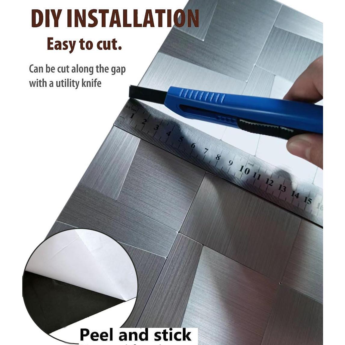 Azulejo Mosaico Autoadhesivo Weimeisc 10 Hojas Acero Inoxidable